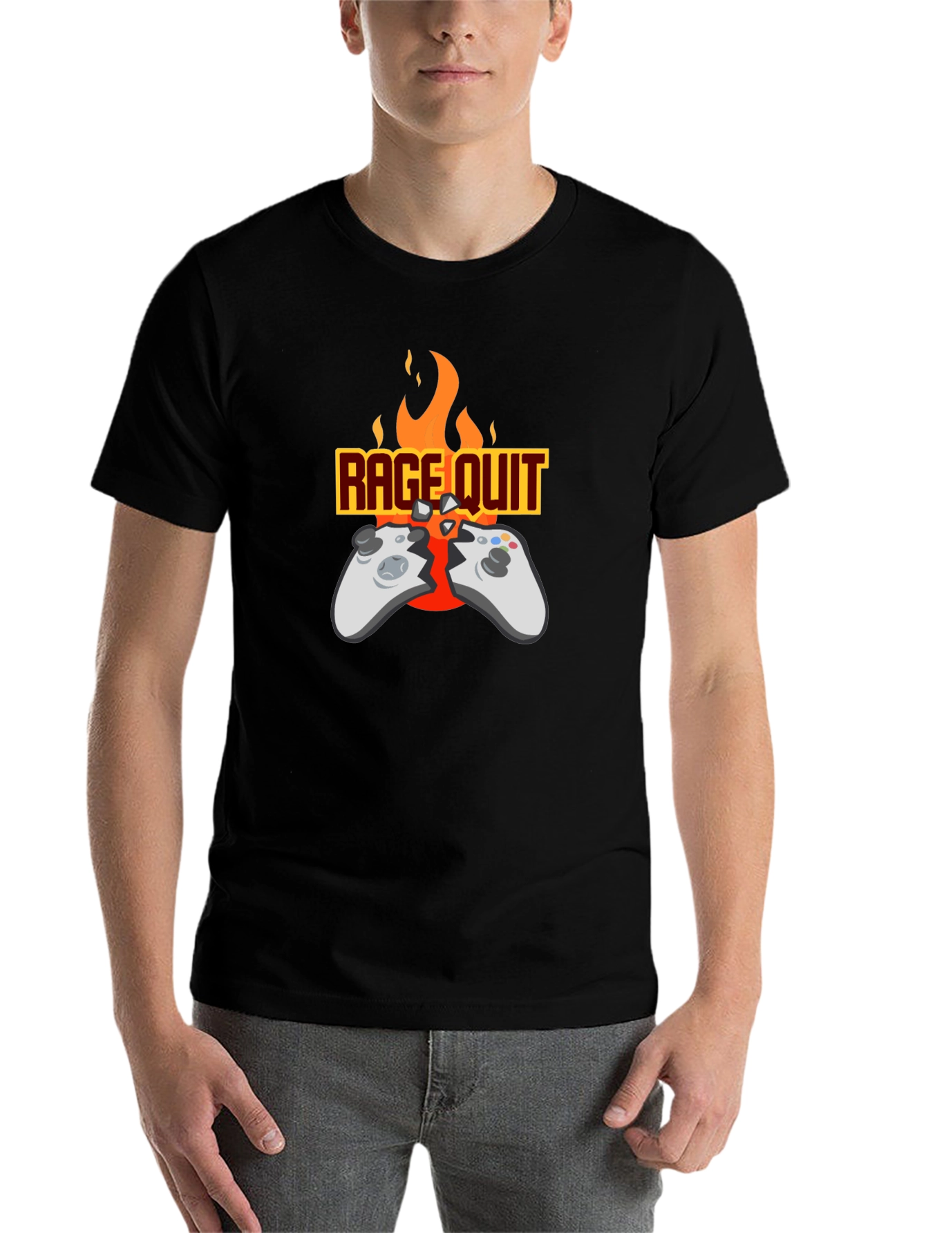 Black Rage Quit Gamer T-Shirt - Funny Gaming Tee view 7