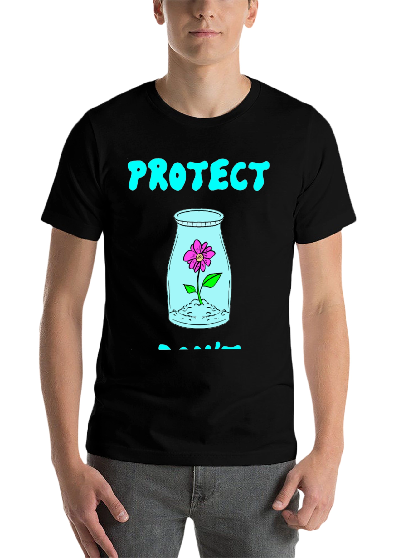 Black Protect Plants T-Shirt - Black Cotton Graphic Tee view 7