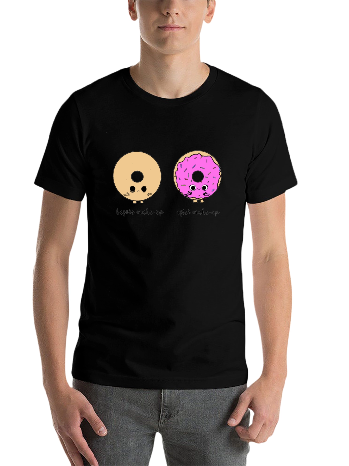 Black Donut Makeup T-Shirt - Humorous Graphic Tee view 7