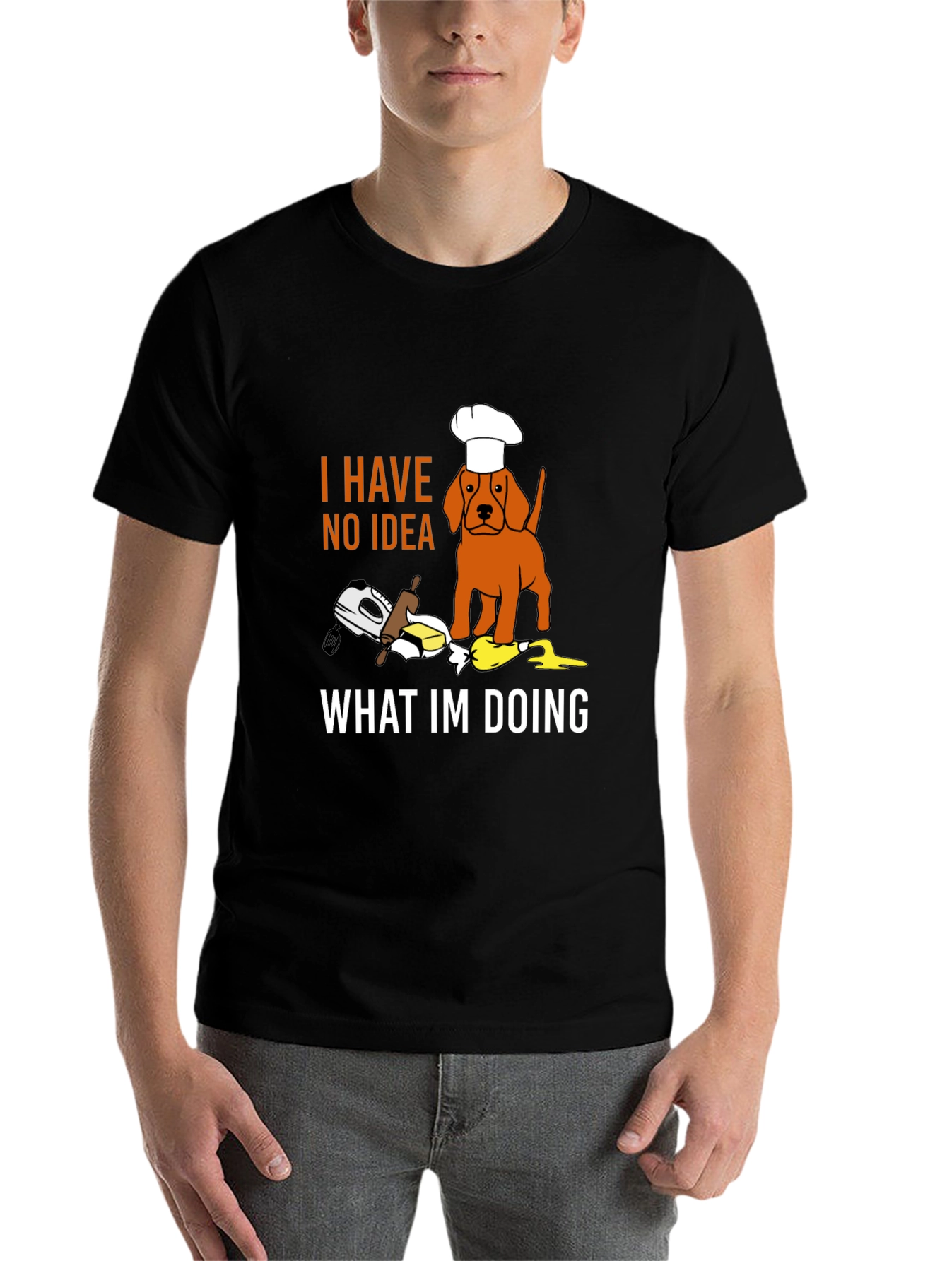 Black Funny Dog Chef T-Shirt: "I Have No Idea What I'm Doing" view 7