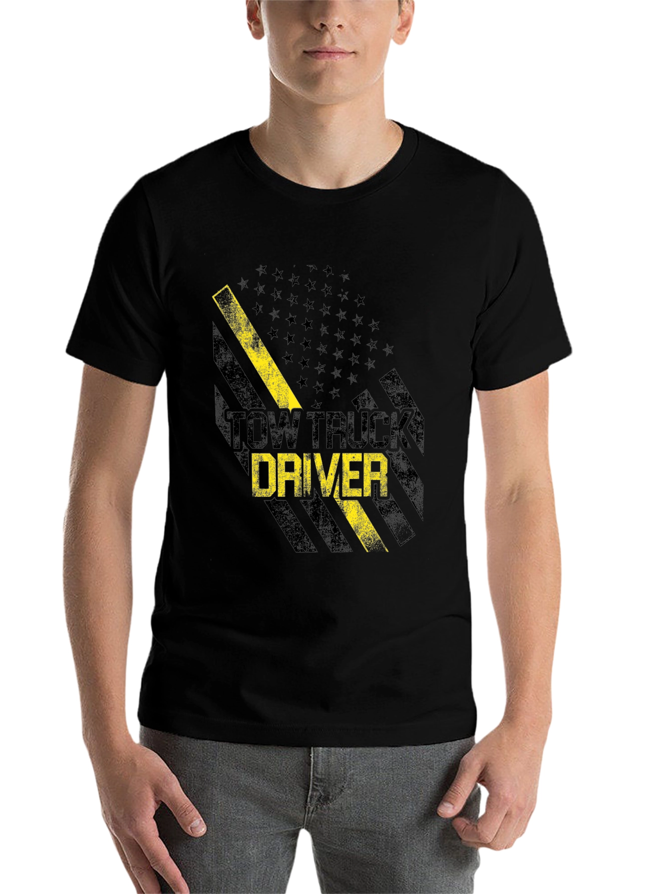 Black Tow Truck Driver Graphic Tee view 7