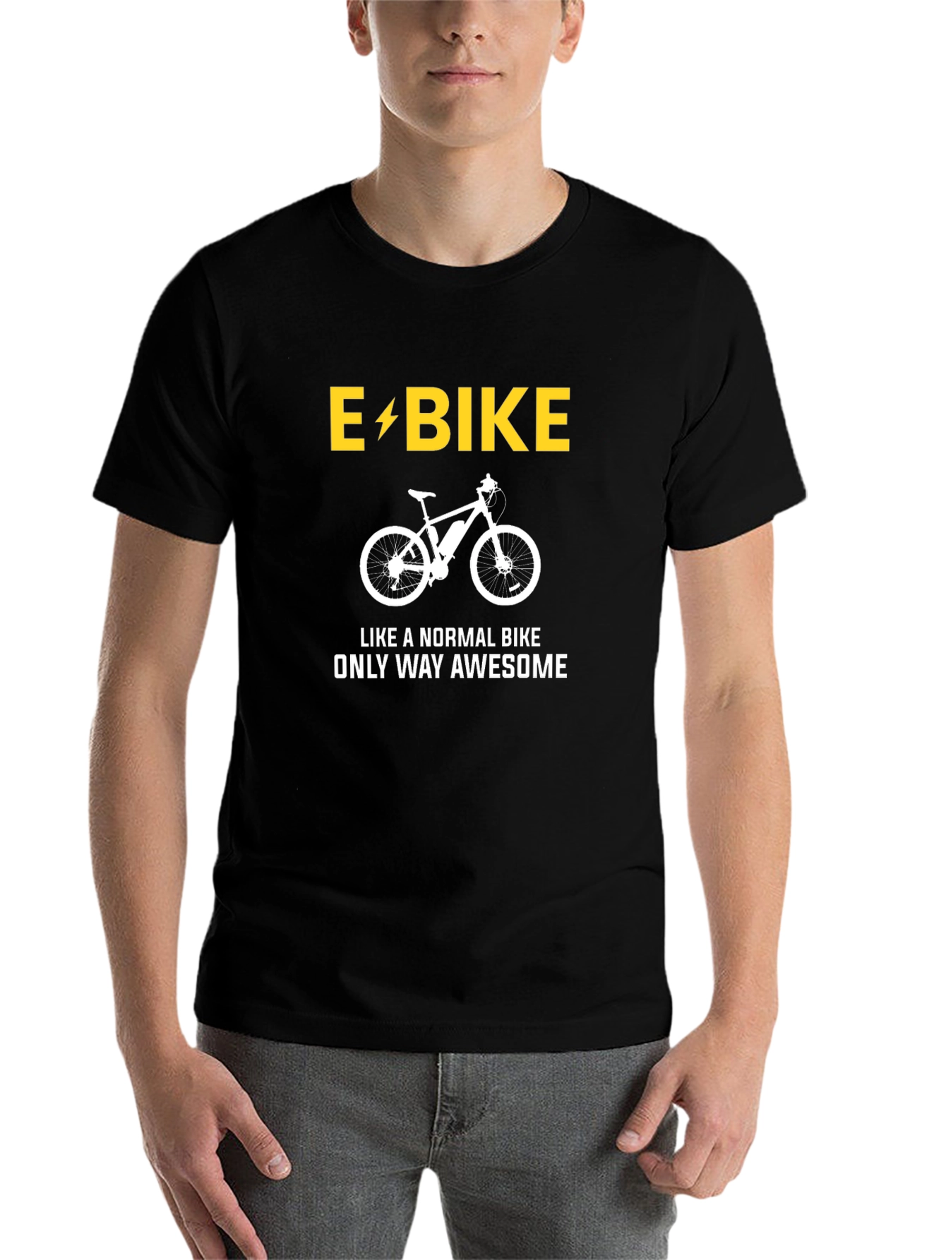 Black E-Bike Awesome T-Shirt - Electric Bike Graphic Tee view 7