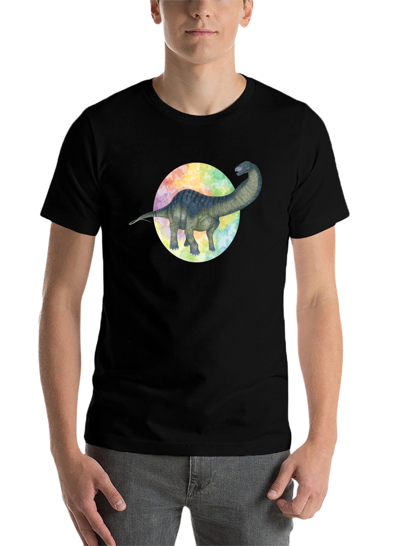 Black Dinosaur Graphic Tee - Brachiosaurus Black T-Shirt view 7