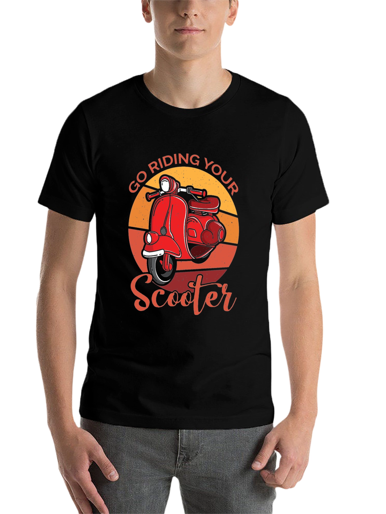 Black Go Riding Your Scooter Retro T-Shirt view 7