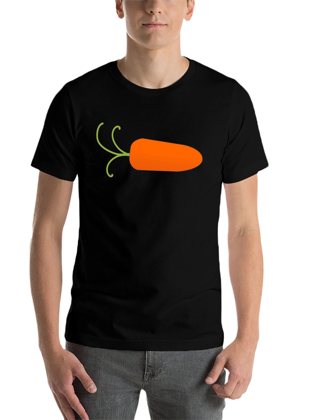 Black Carrot Graphic T-Shirt - Black, Casual Cotton Tee view 7