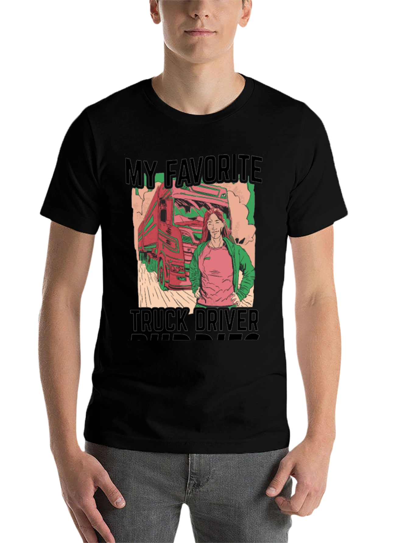 Black My Favorite Truck Driver Buddies Graphic T-Shirt view 7