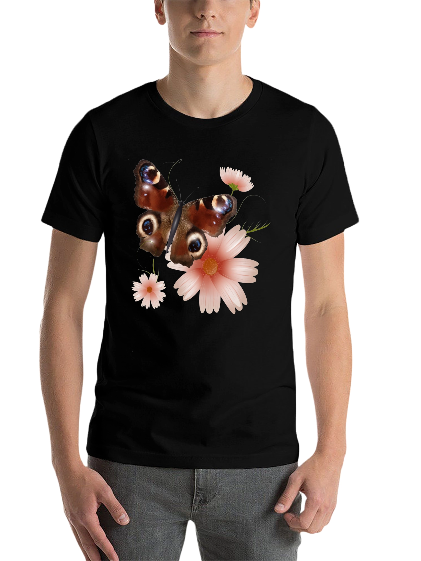 Black Butterfly & Floral Graphic Tee view 7