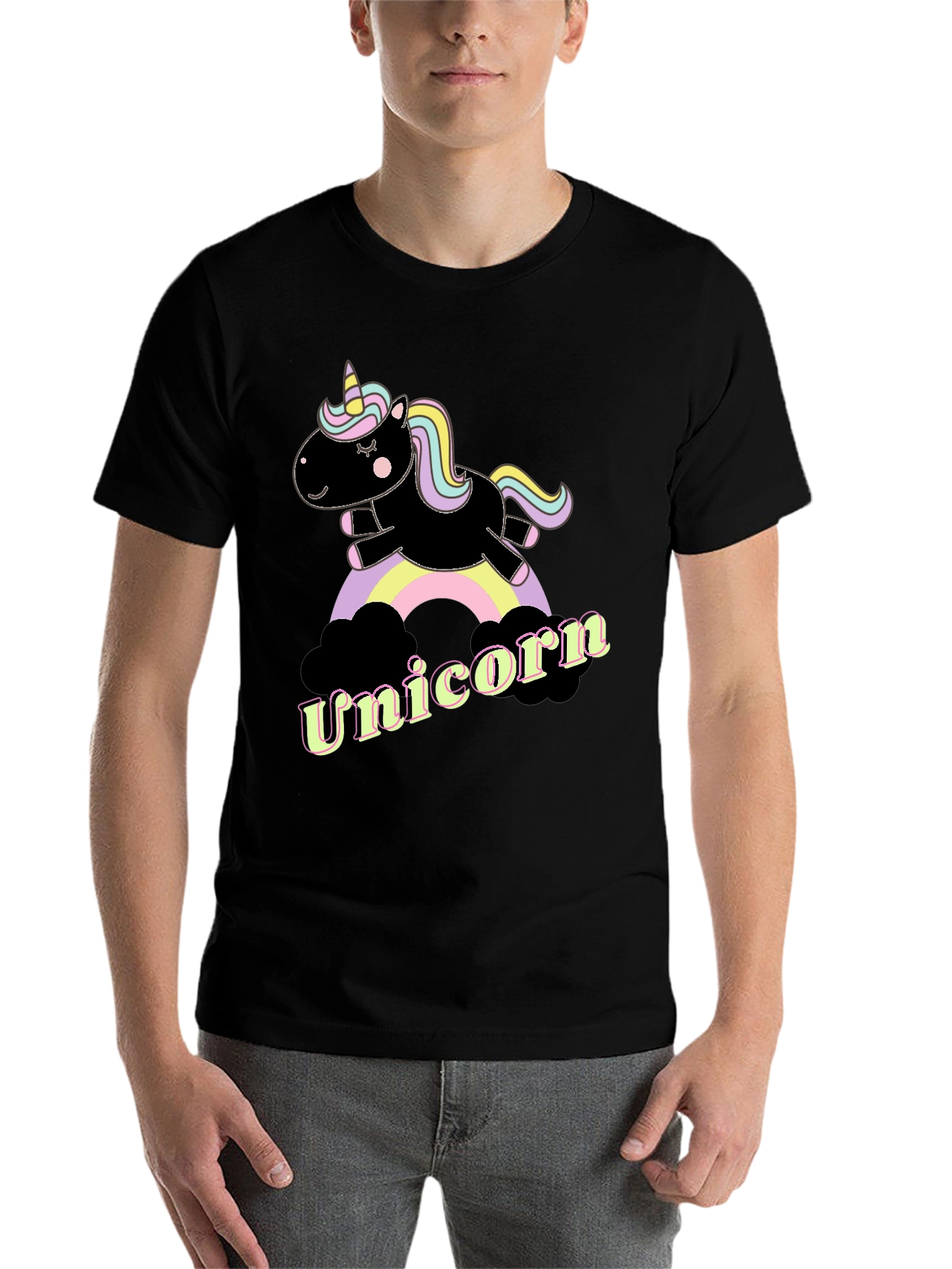 Black Unicorn Rainbow Graphic T-Shirt - Fun & Stylish view 7
