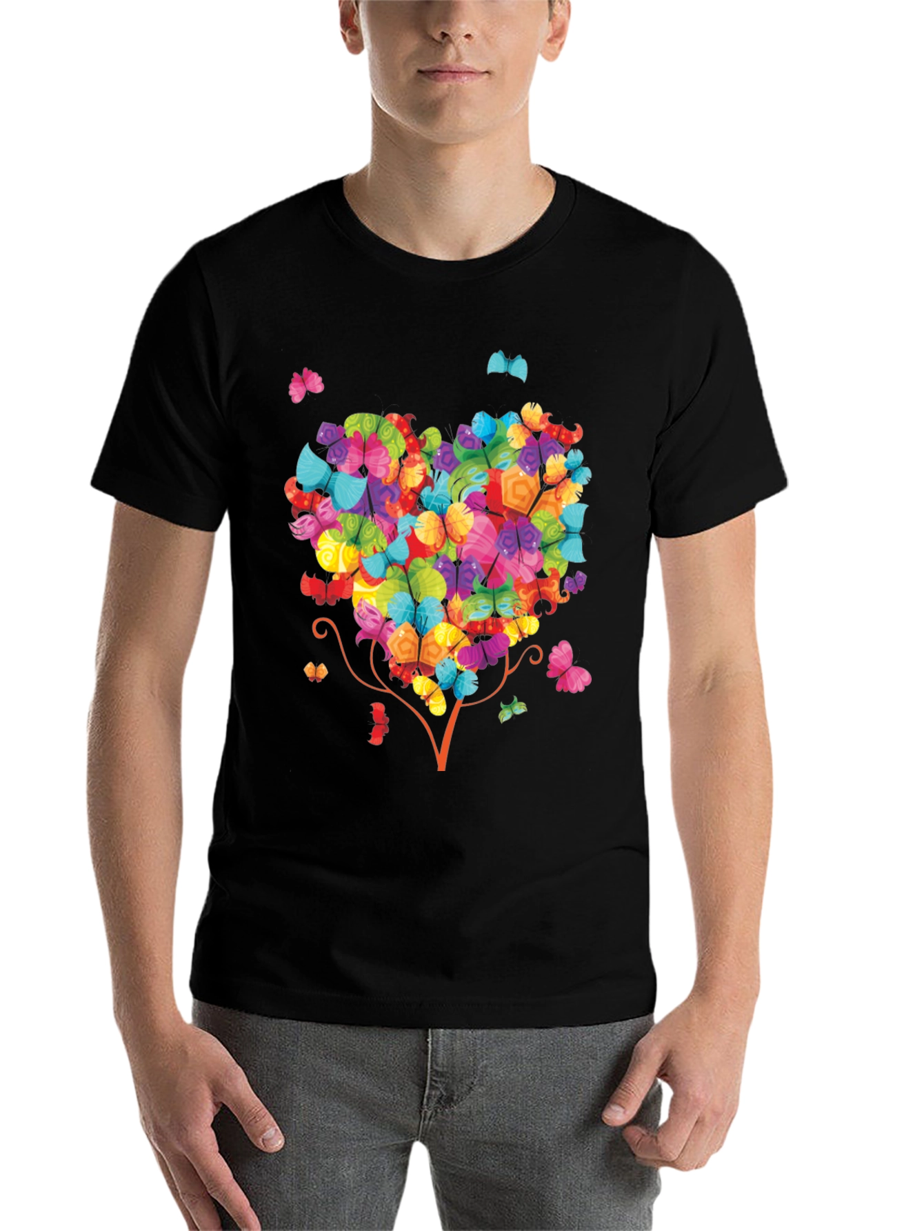 Black Butterfly Heart Tree Graphic Tee - Unique Design view 7
