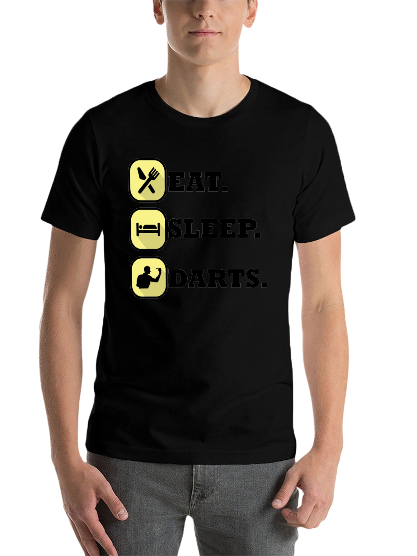 Black Eat Sleep Darts T-Shirt - Funny Dart Player Tee view 7