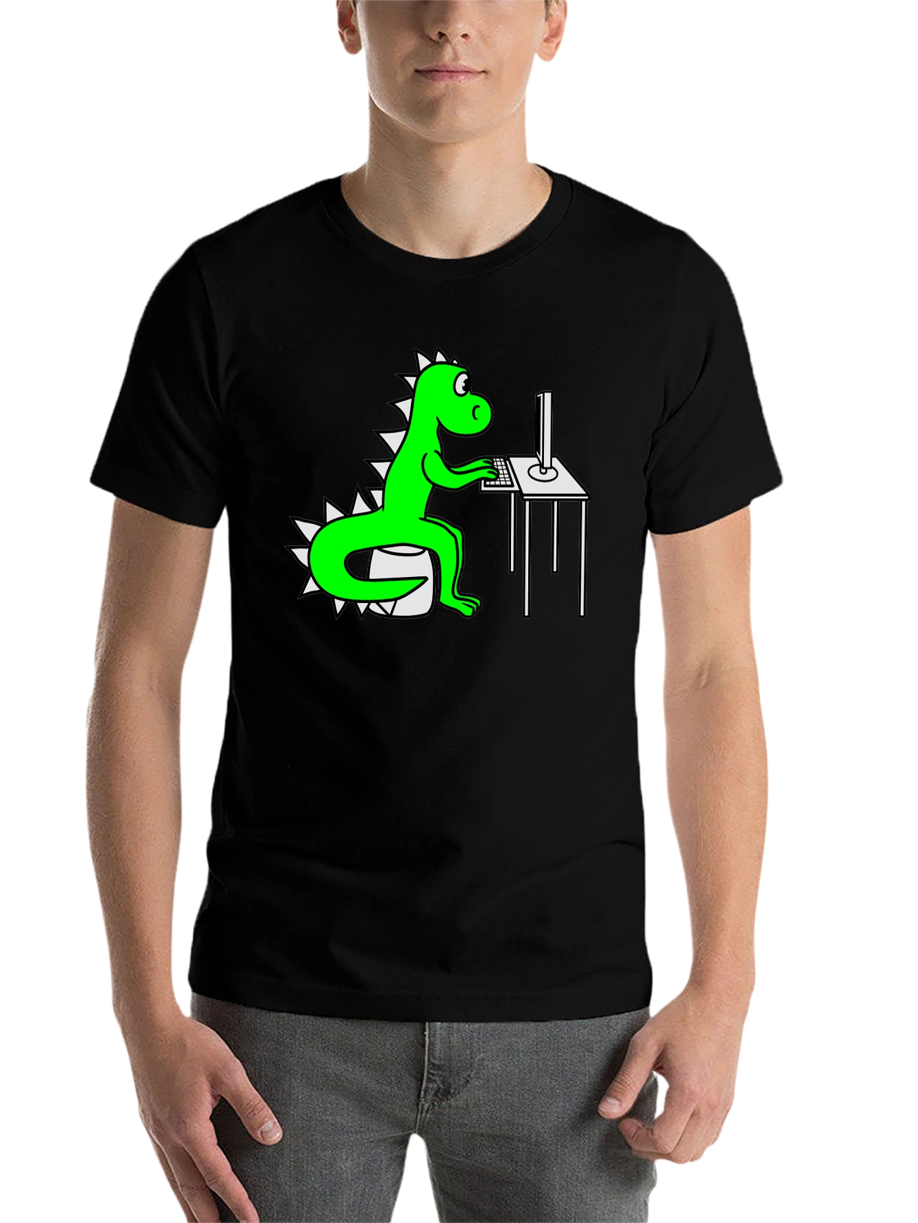 Black Dinosaur Programmer T-Shirt view 7