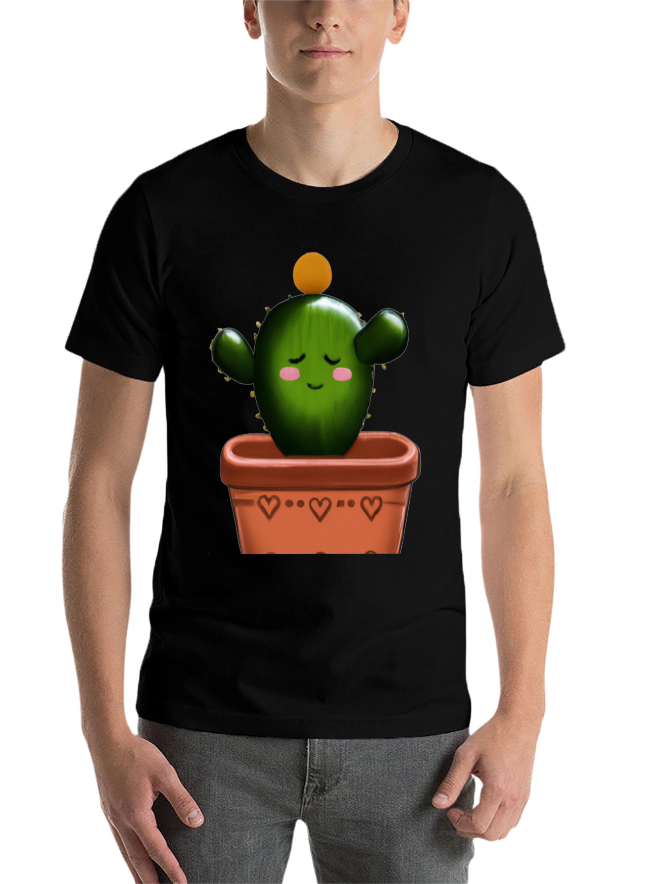 Black Cactus in Pot Graphic Tee - Trendy Design view 7