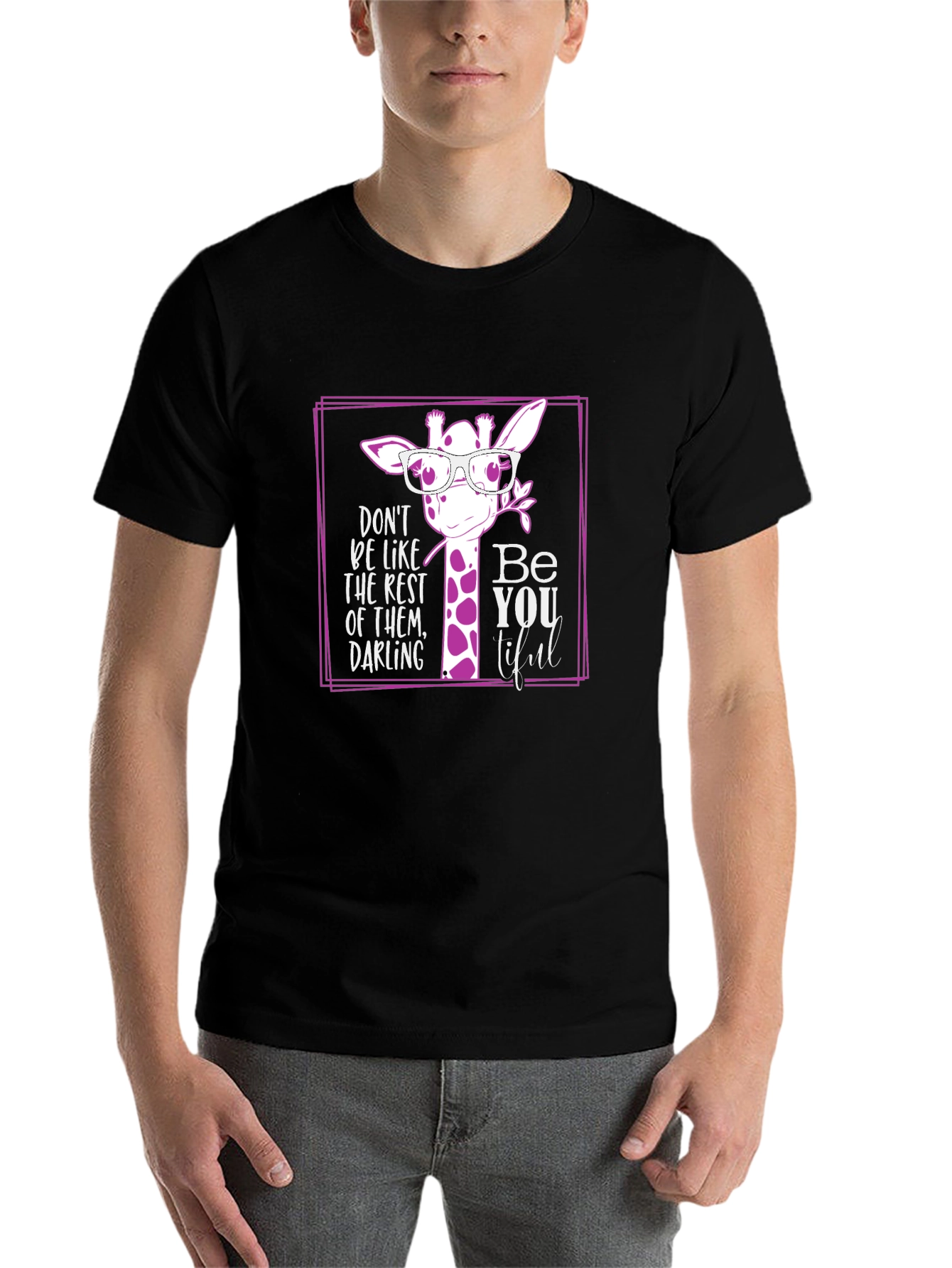 Black Be You Tiful Giraffe T-Shirt view 7