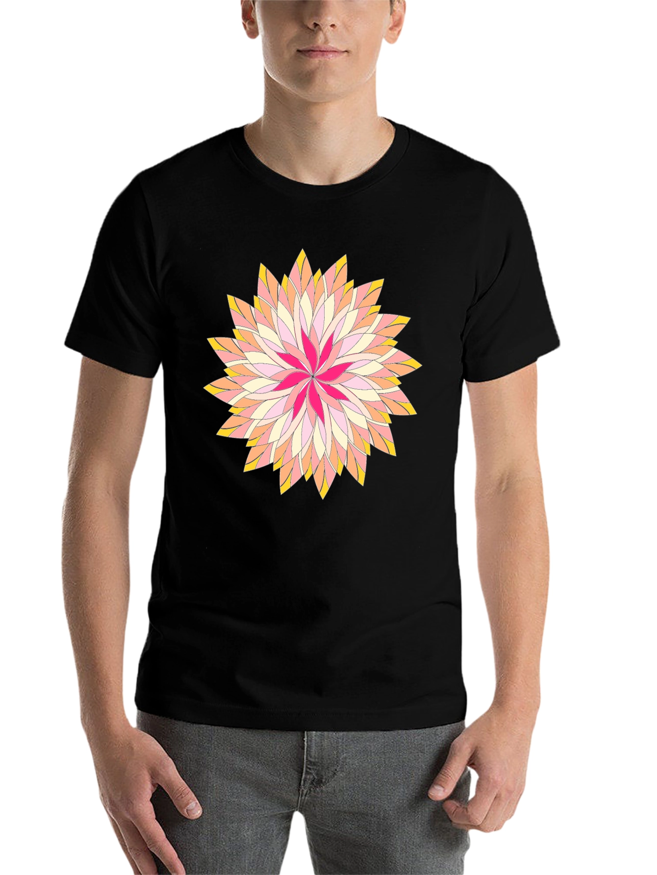 Black Floral Print Black T-Shirt - Stylish Graphic Tee view 7