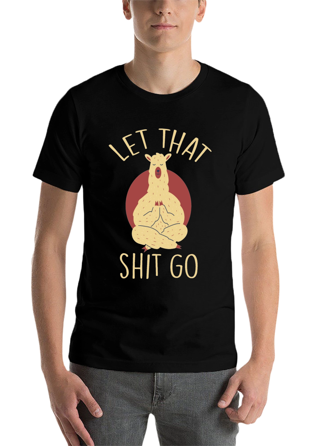 Black Llama Yoga T-Shirt - Let That Go Funny Graphic Tee view 7