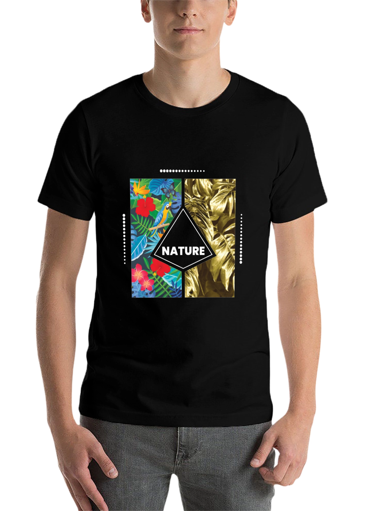 Black Nature T-Shirt - Tropical Graphic Tee for Men view 7