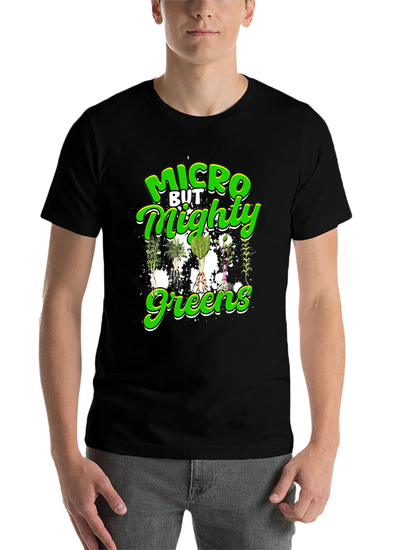 Black Micro But Mighty Greens T-Shirt - Black view 7