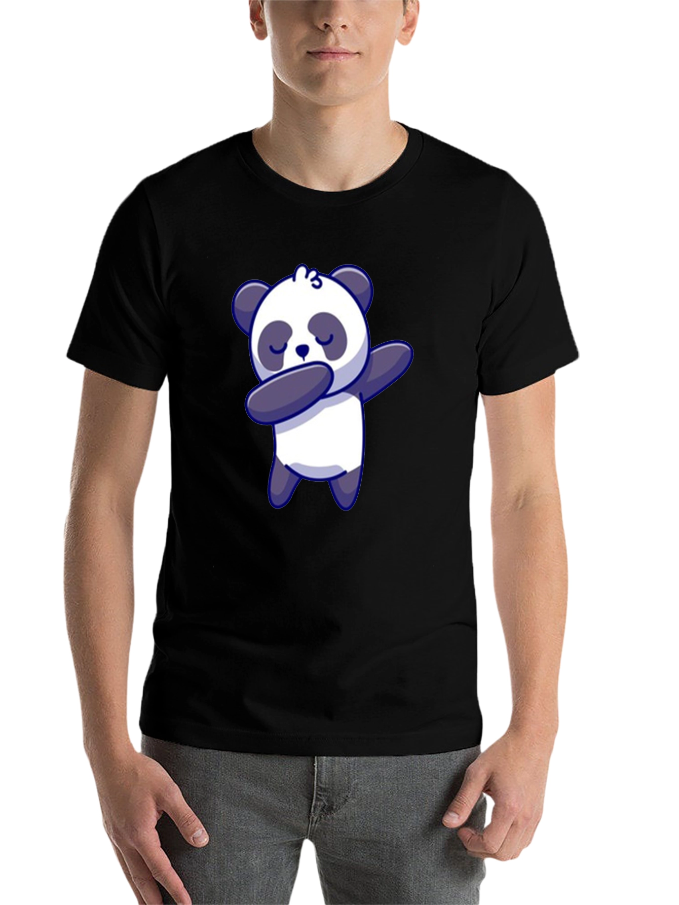 Black Dabbing Panda Bear T-Shirt Black view 7