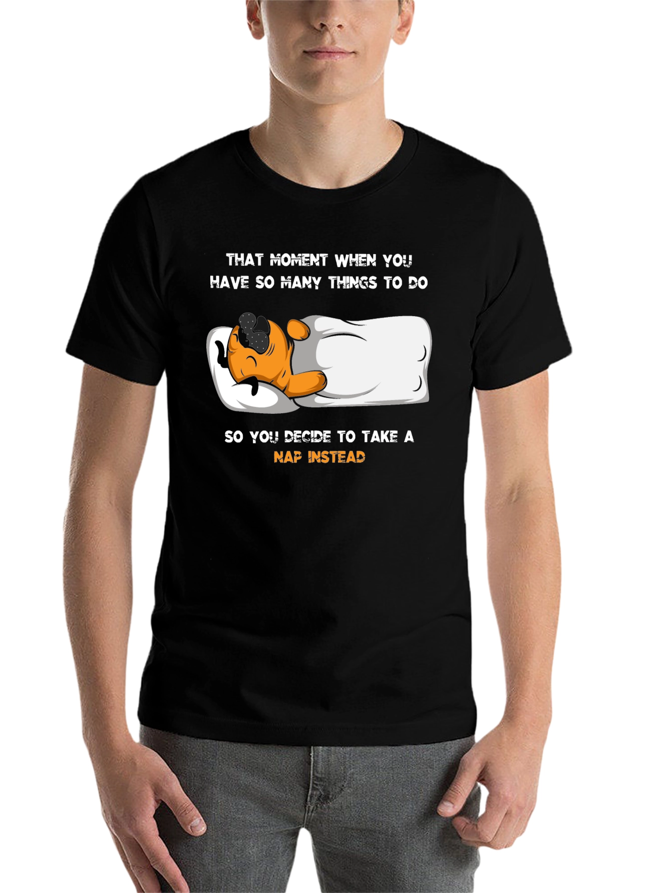 Black Funny Napping T-Shirt - When You Have Too Much To Do view 7