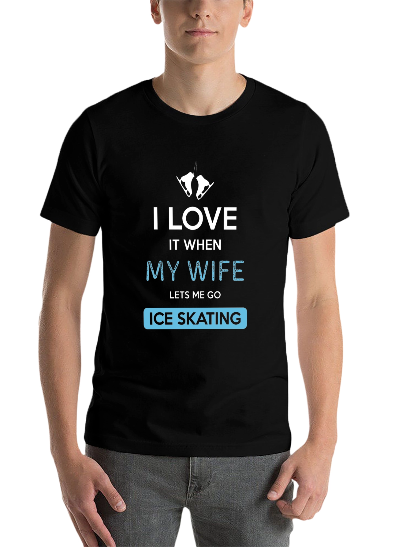Black I Love It When My Wife Lets Me Go Ice Skating T-Shirt view 7