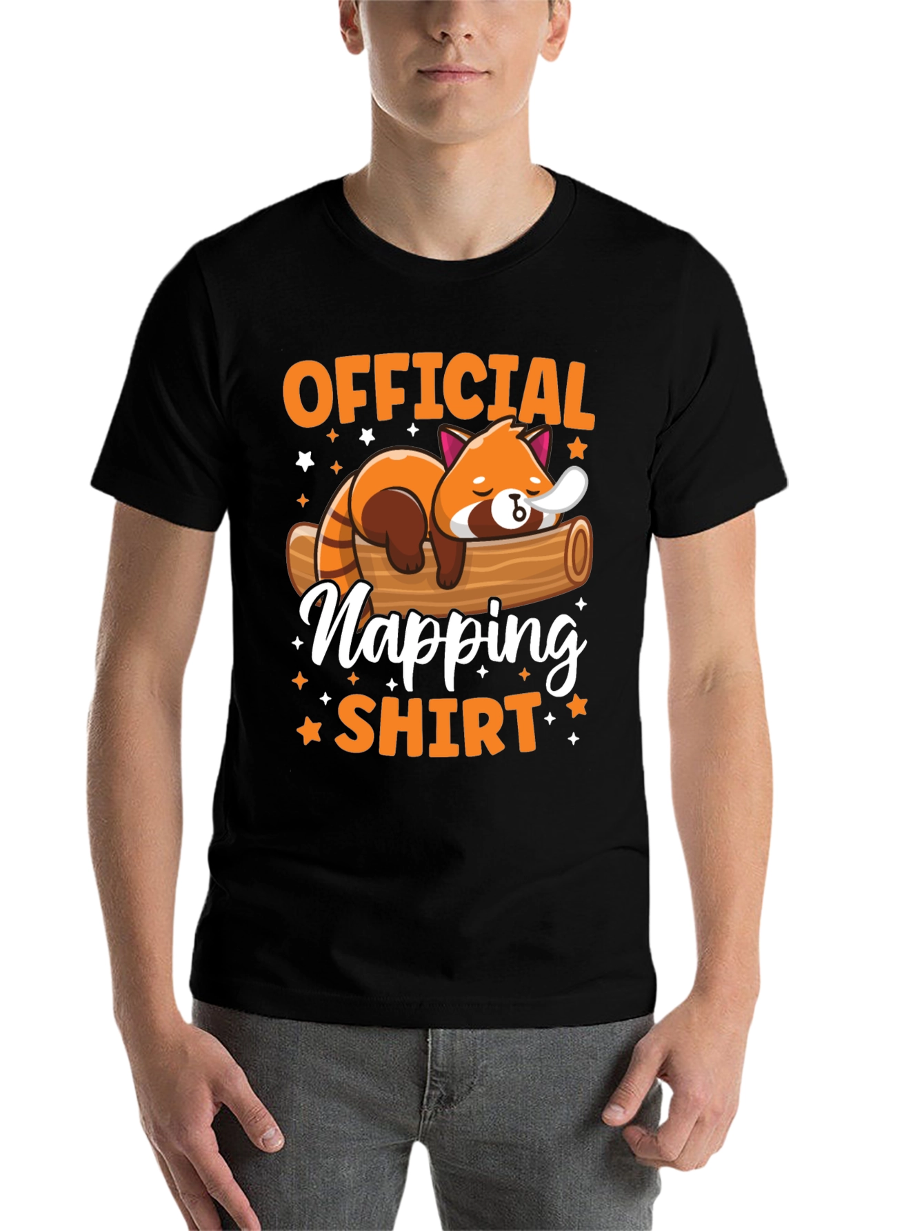 Black Official Napping Shirt - Red Panda Design view 7