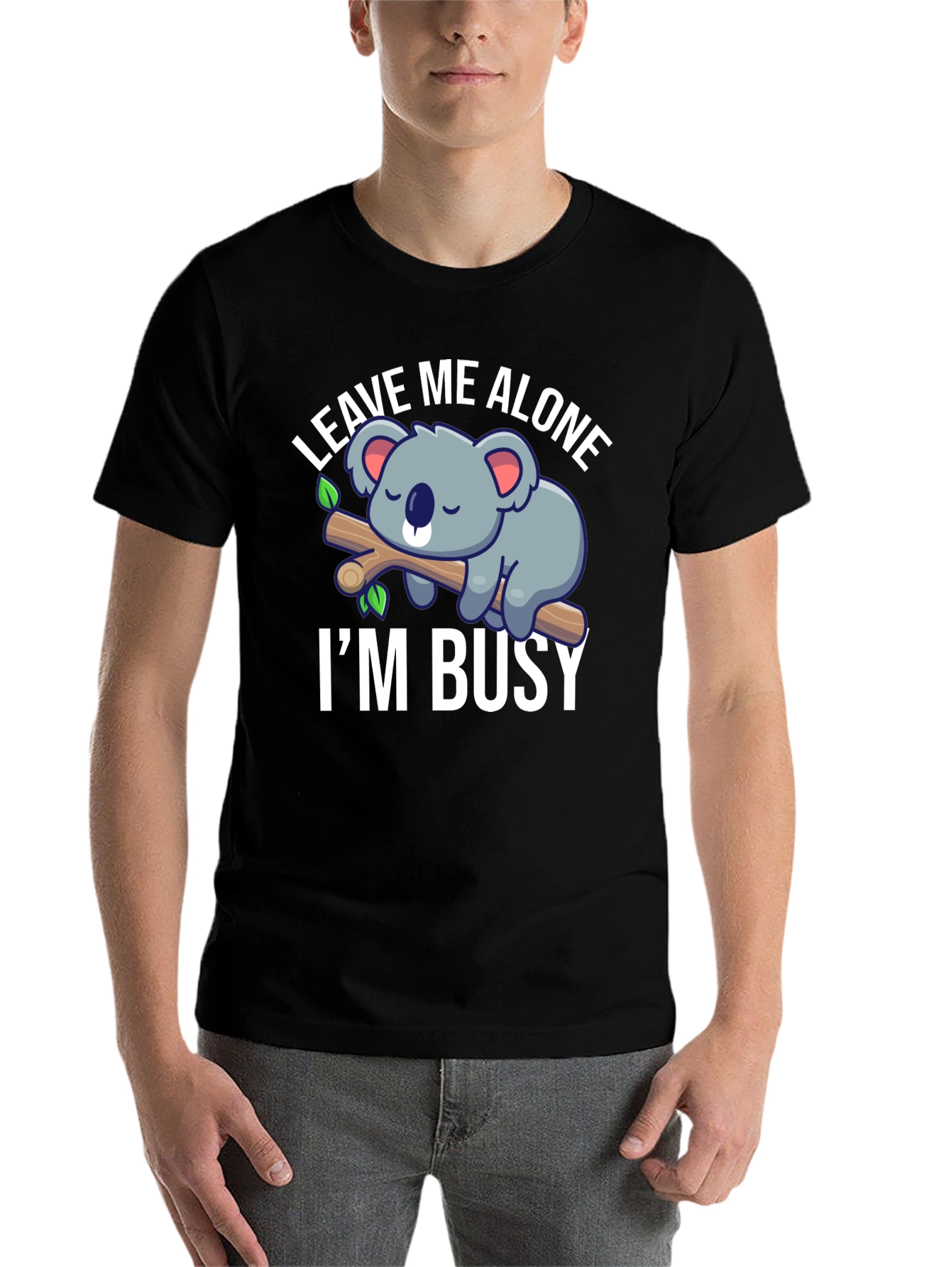 Black Leave Me Alone I'm Busy Koala Graphic T-Shirt view 7