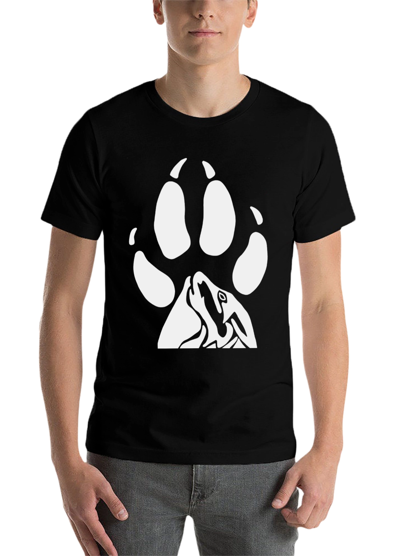 Black Black Wolf Paw Print Graphic Tee view 7