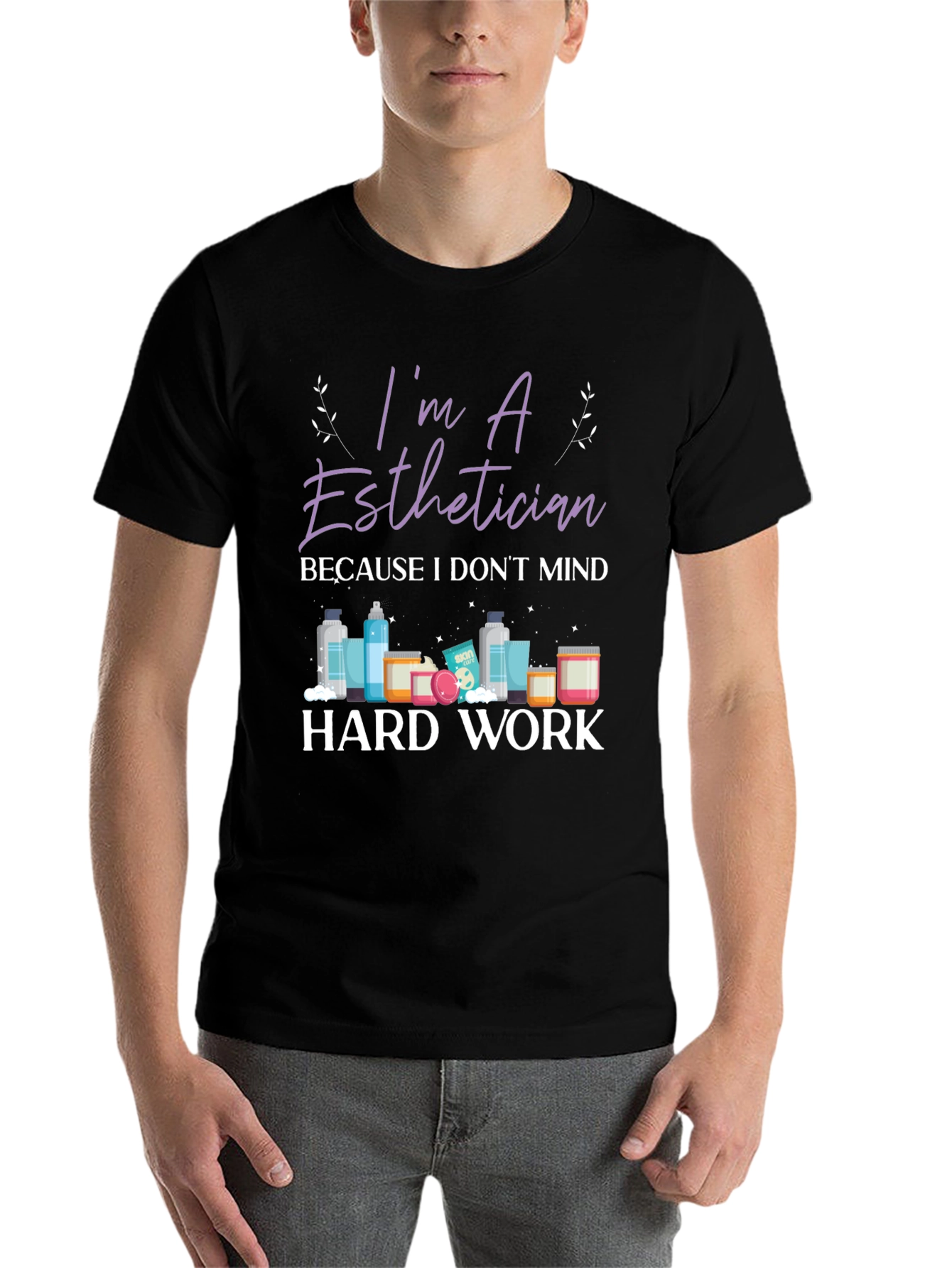 Black Esthetician Hard Work Graphic T-Shirt view 7