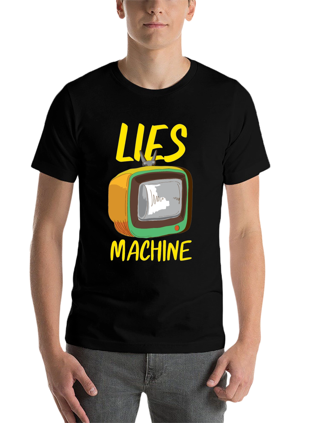 Black Lies Machine Graphic Tee - Retro TV Humor view 7
