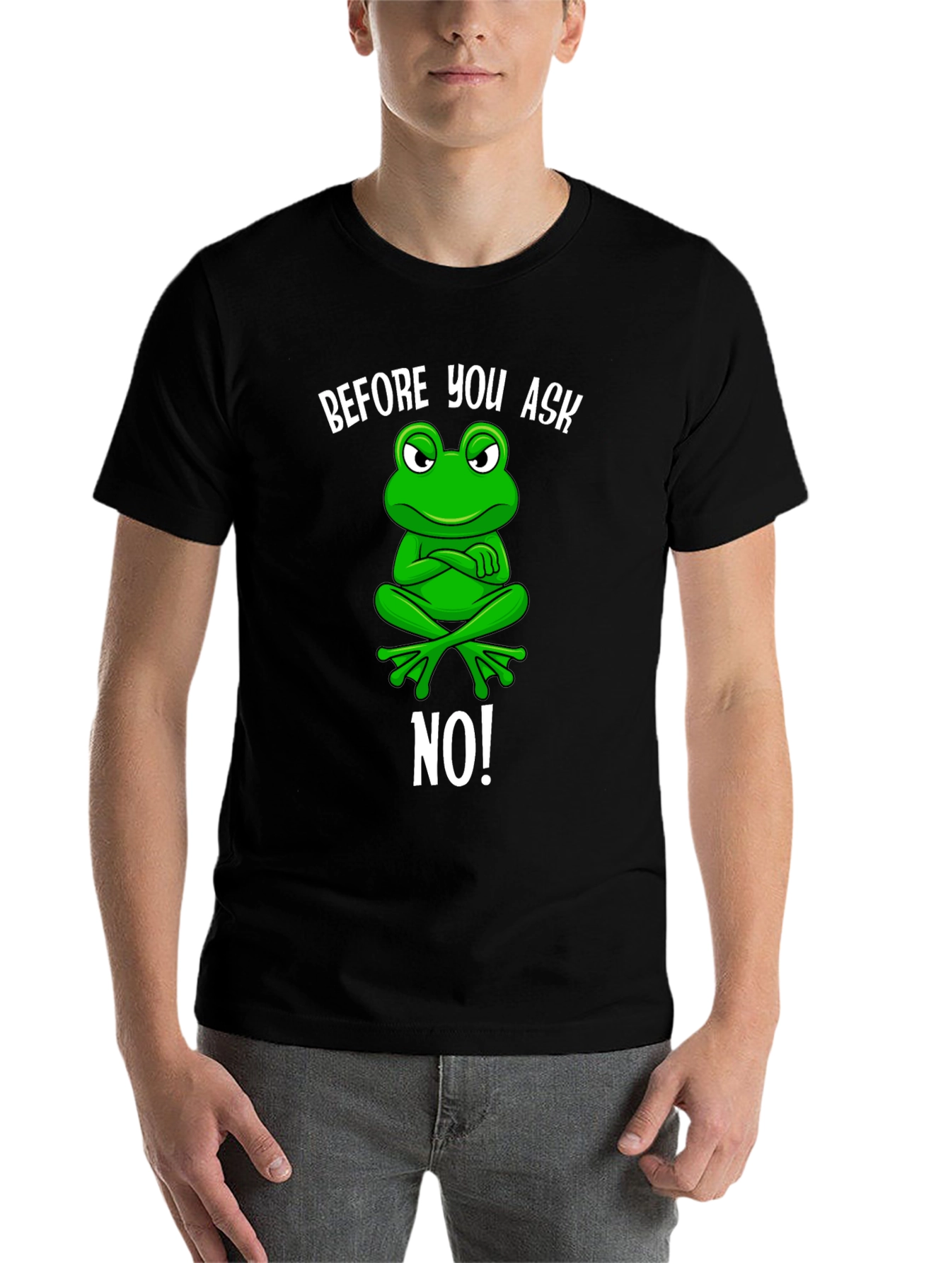 Black Funny Frog T-Shirt - Before You Ask, No! view 7