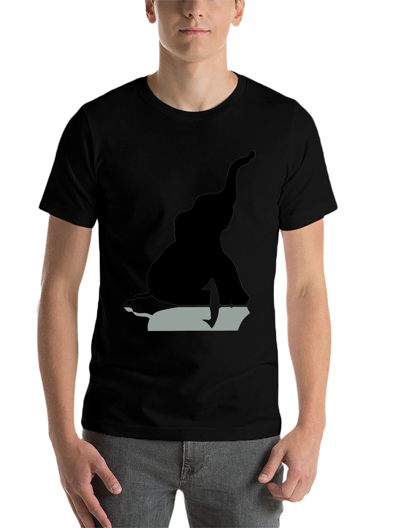 Black Elephant Silhouette Graphic Tee - Black view 7