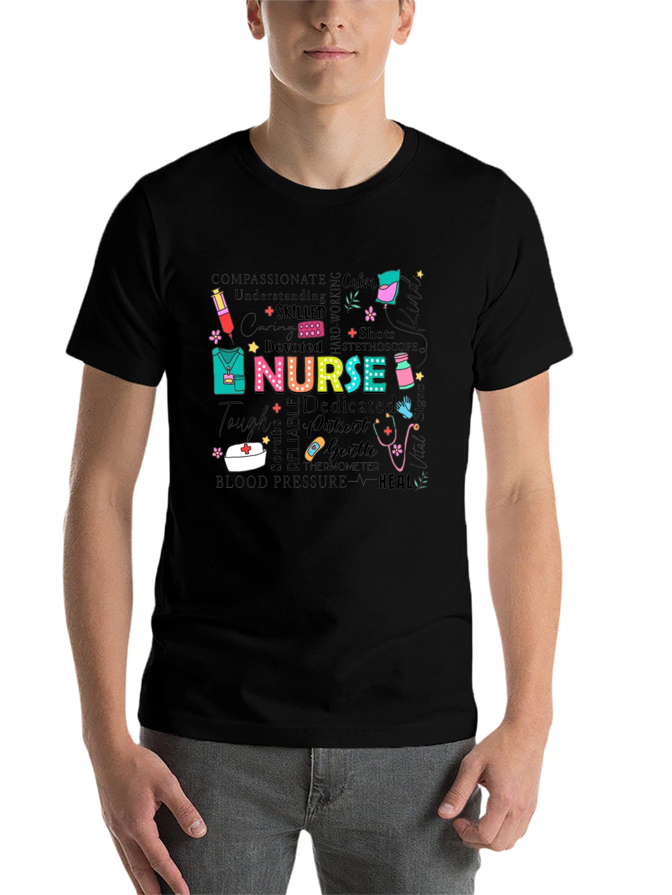 Black Nurse Graphic T-Shirt - Medical Professional Apparel view 7