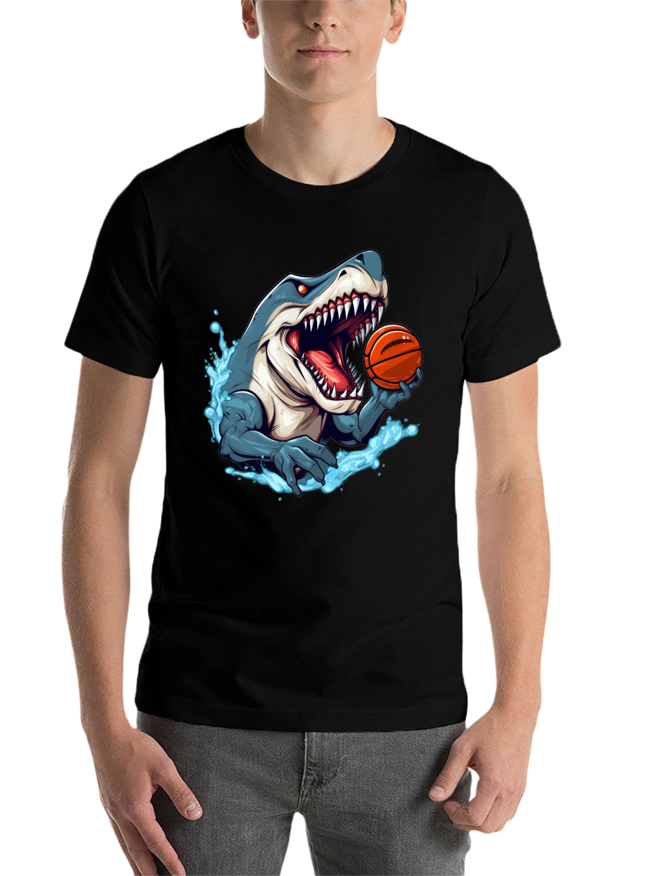 Black Shark Basketball T-Shirt - Men's Graphic Tee view 7