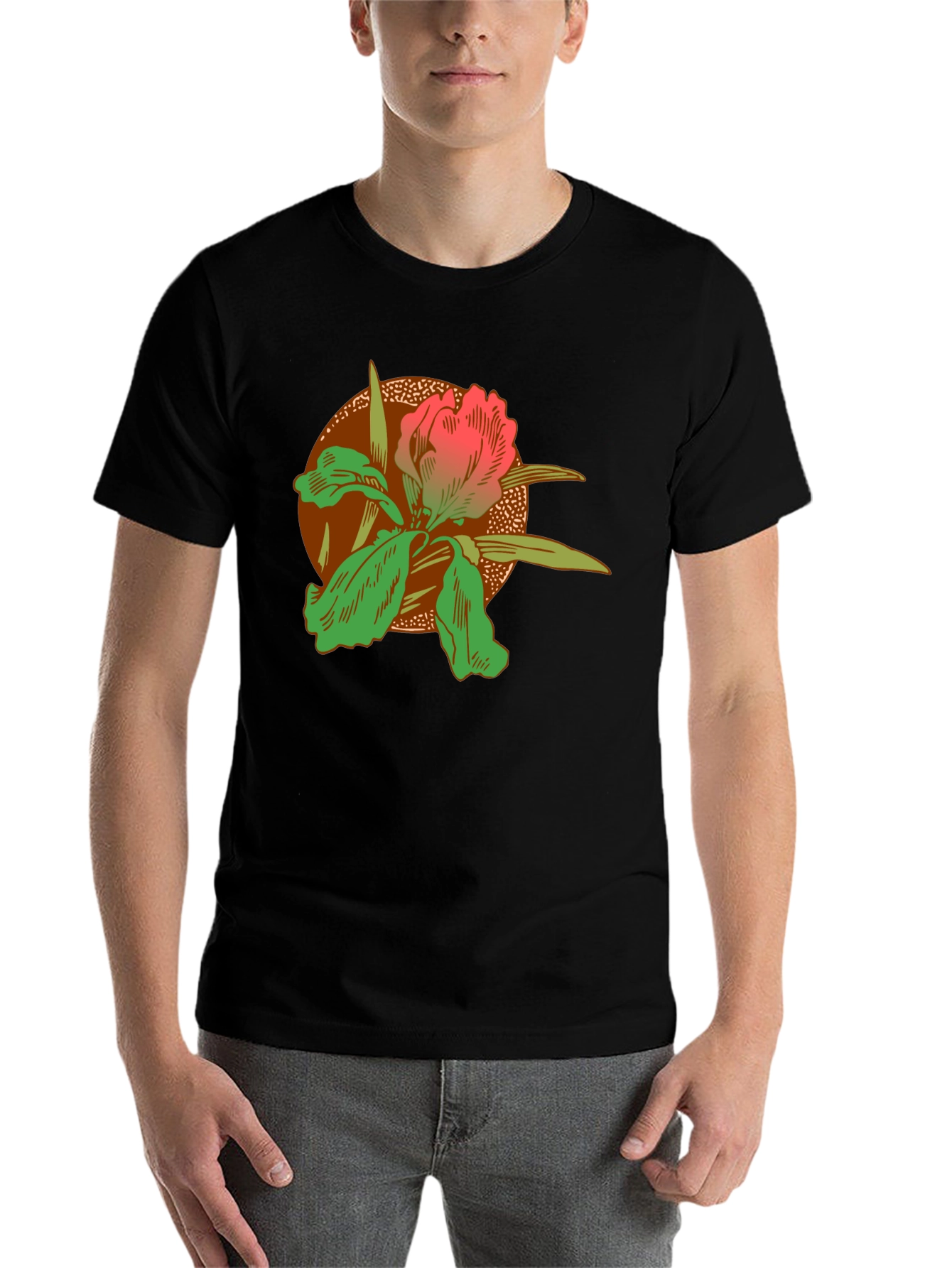 Black Floral Graphic Tee - Unique Botanical Print view 7
