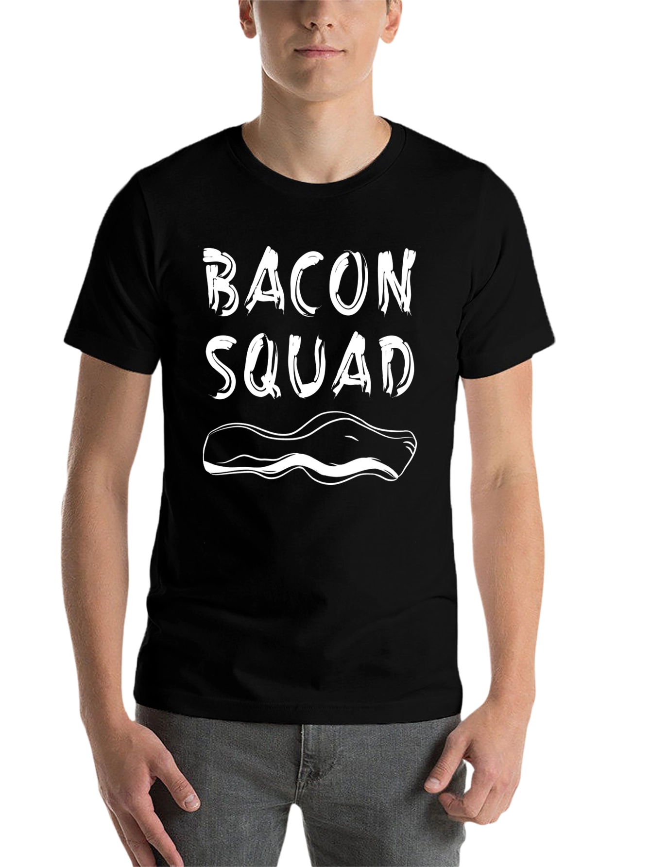 Black Bacon Squad Funny Graphic T-Shirt view 7