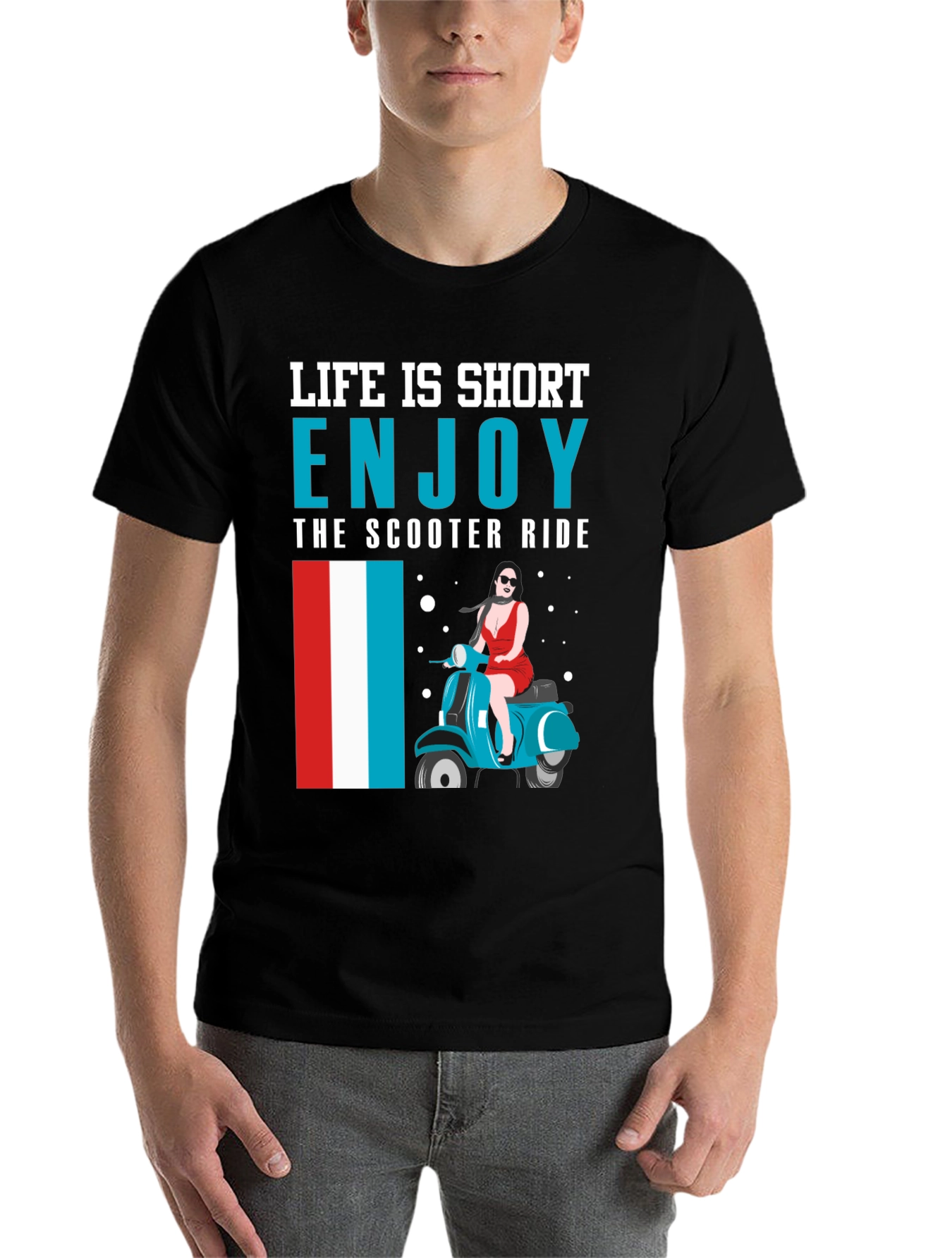 Black Life is Short Enjoy the Scooter Ride Graphic Tee view 7