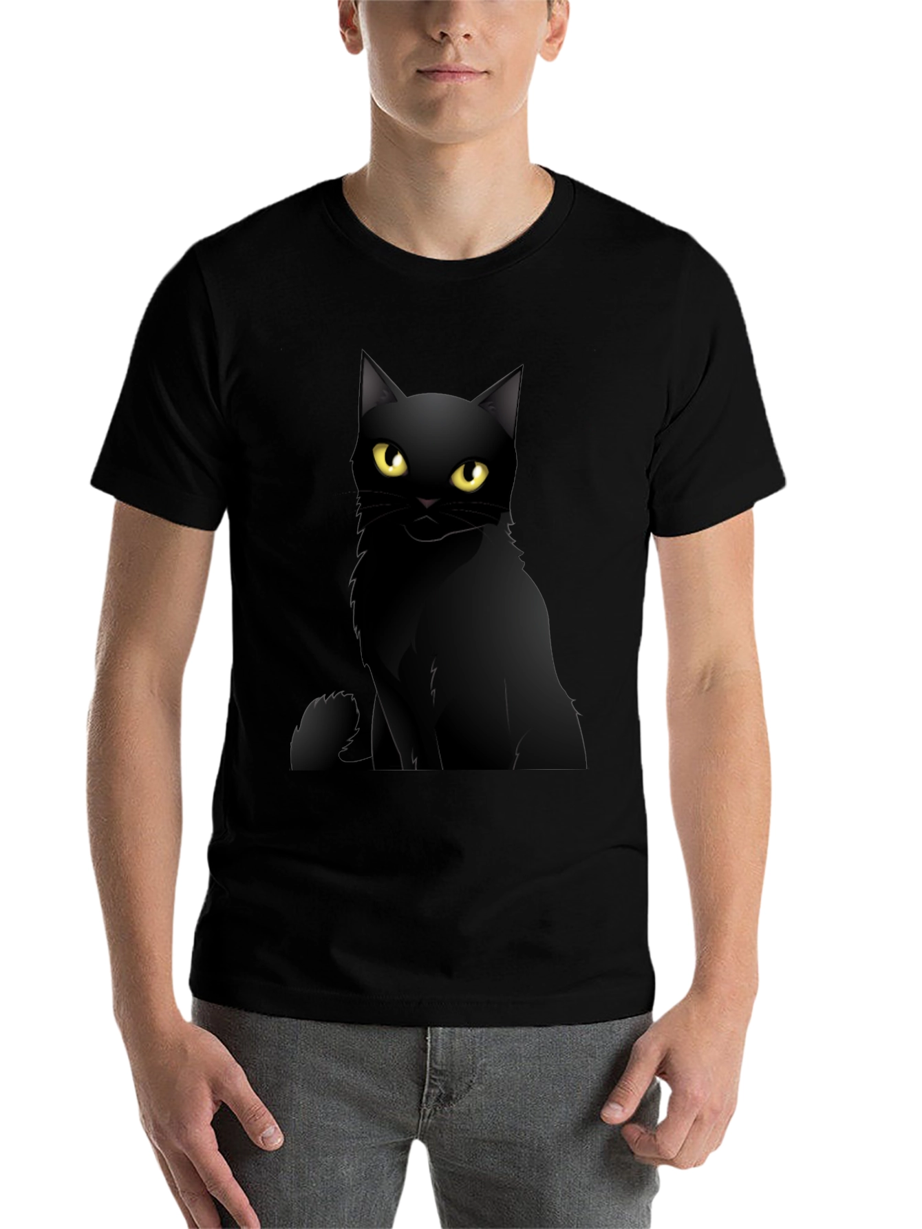 Black Black Cat Graphic Tee - Men's Casual T-Shirt view 7
