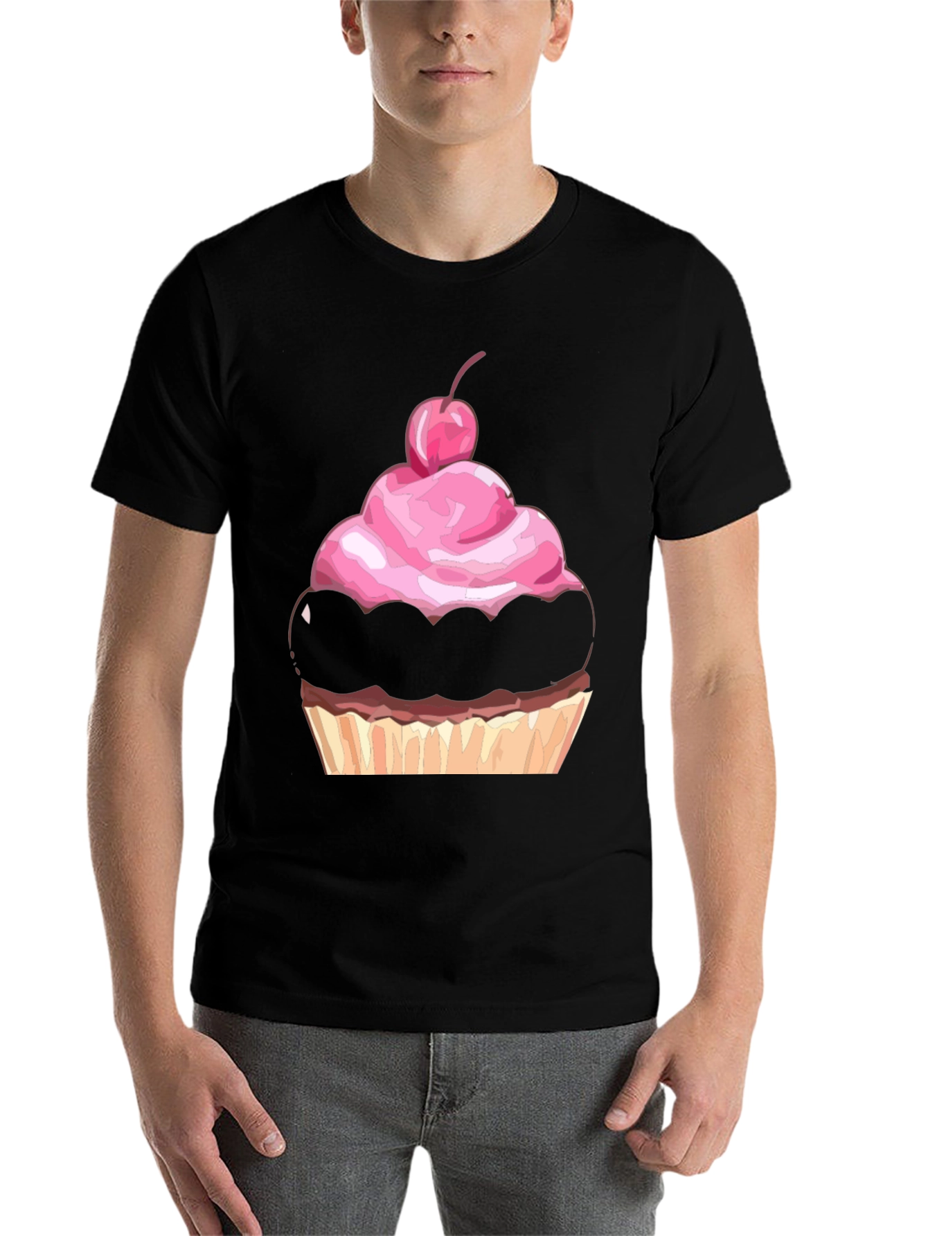 Black Cupcake T-Shirt, Funny Dessert Tee view 7