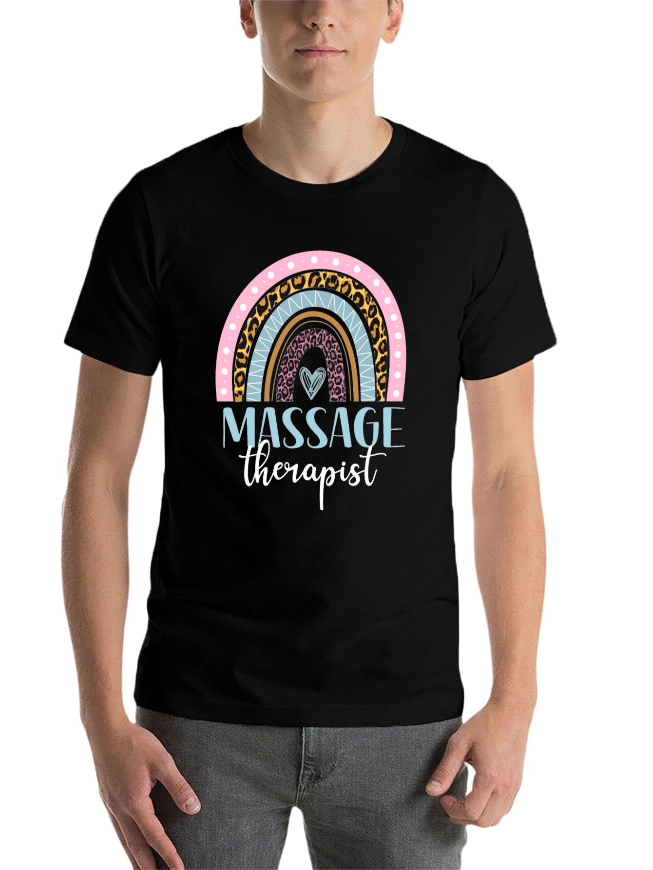 Black Massage Therapist Rainbow Graphic T-Shirt view 7