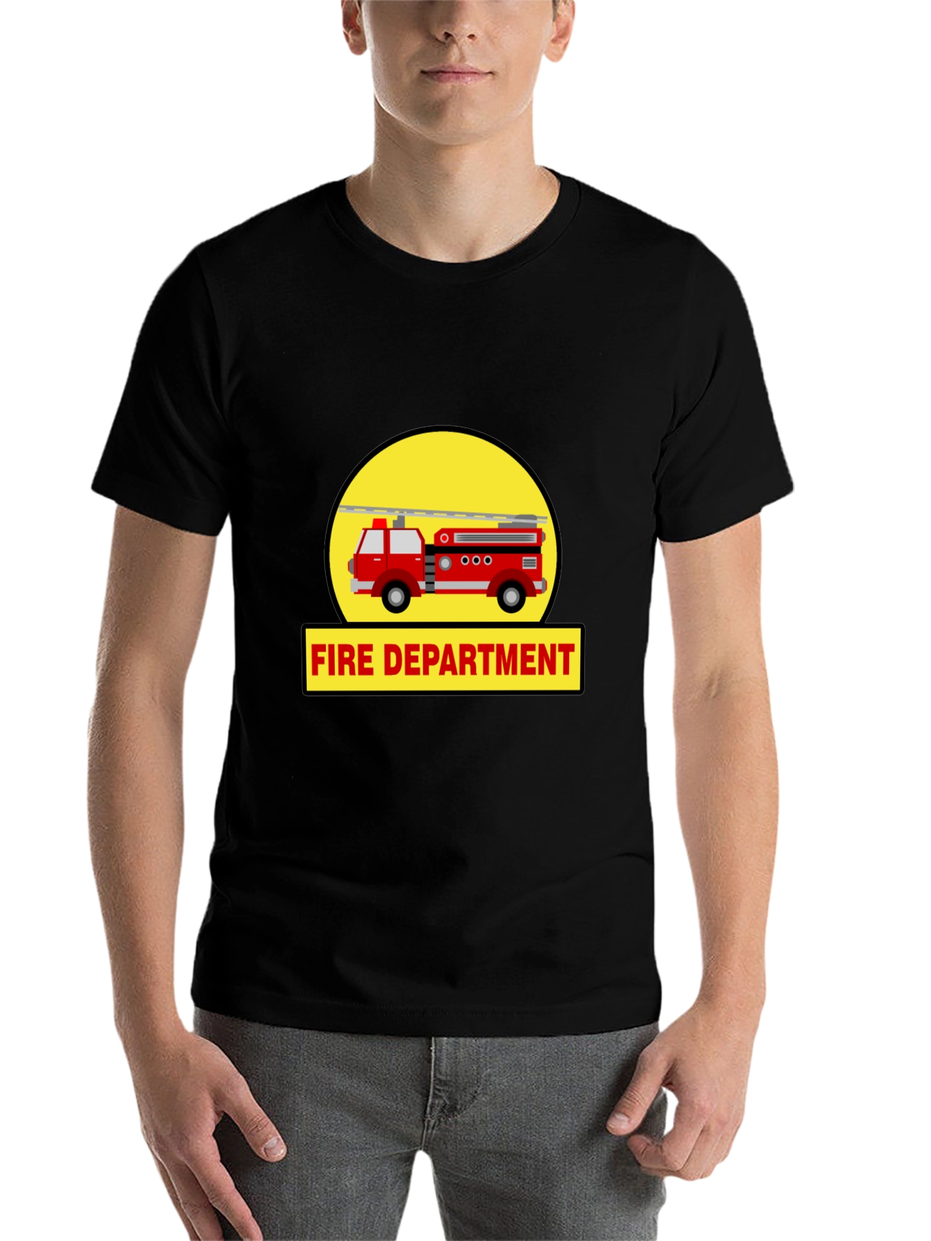 Black Fire Department Truck Graphic Tee view 7