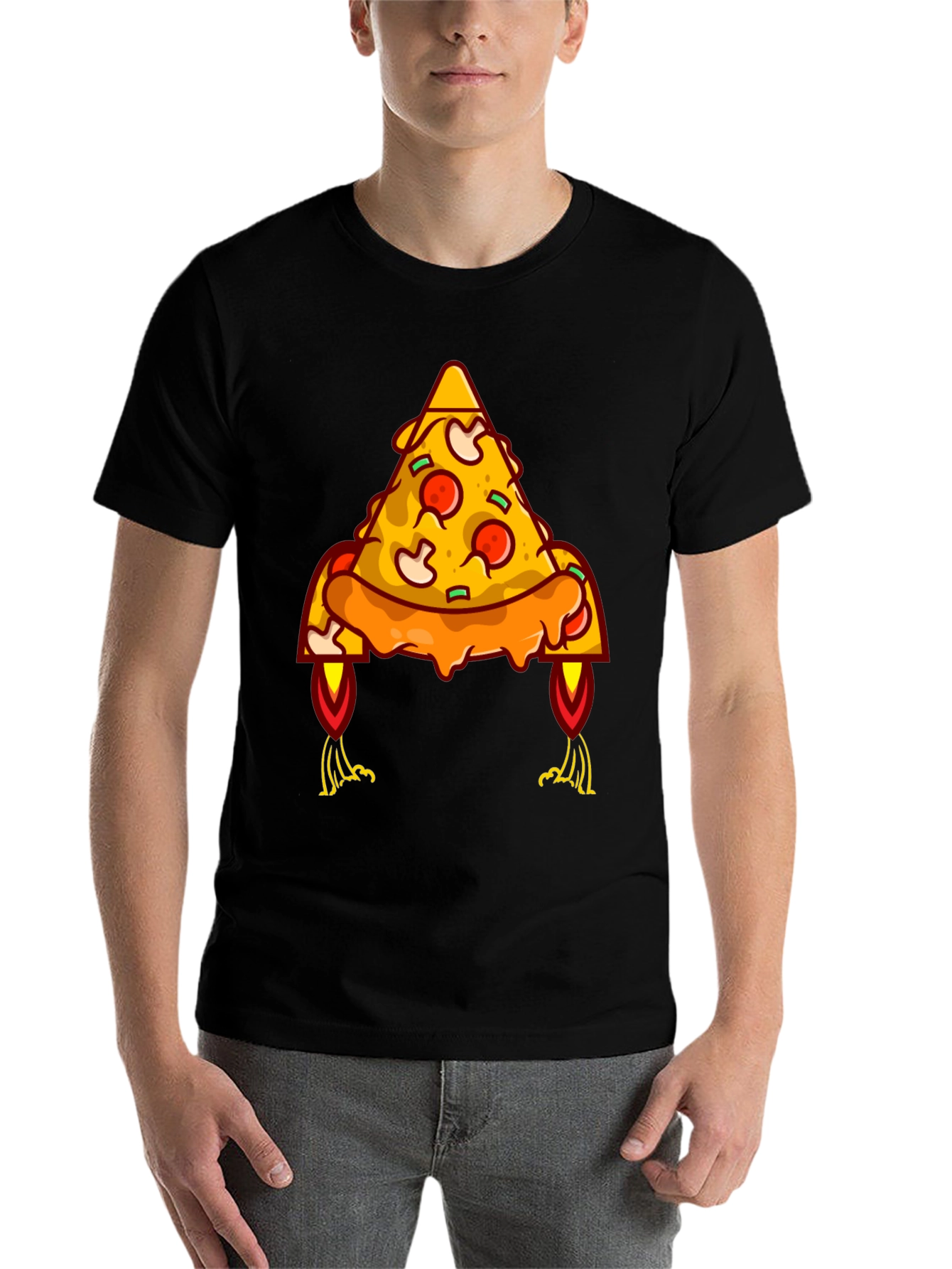 Black Pizza Rocket Graphic Tee - Black view 7