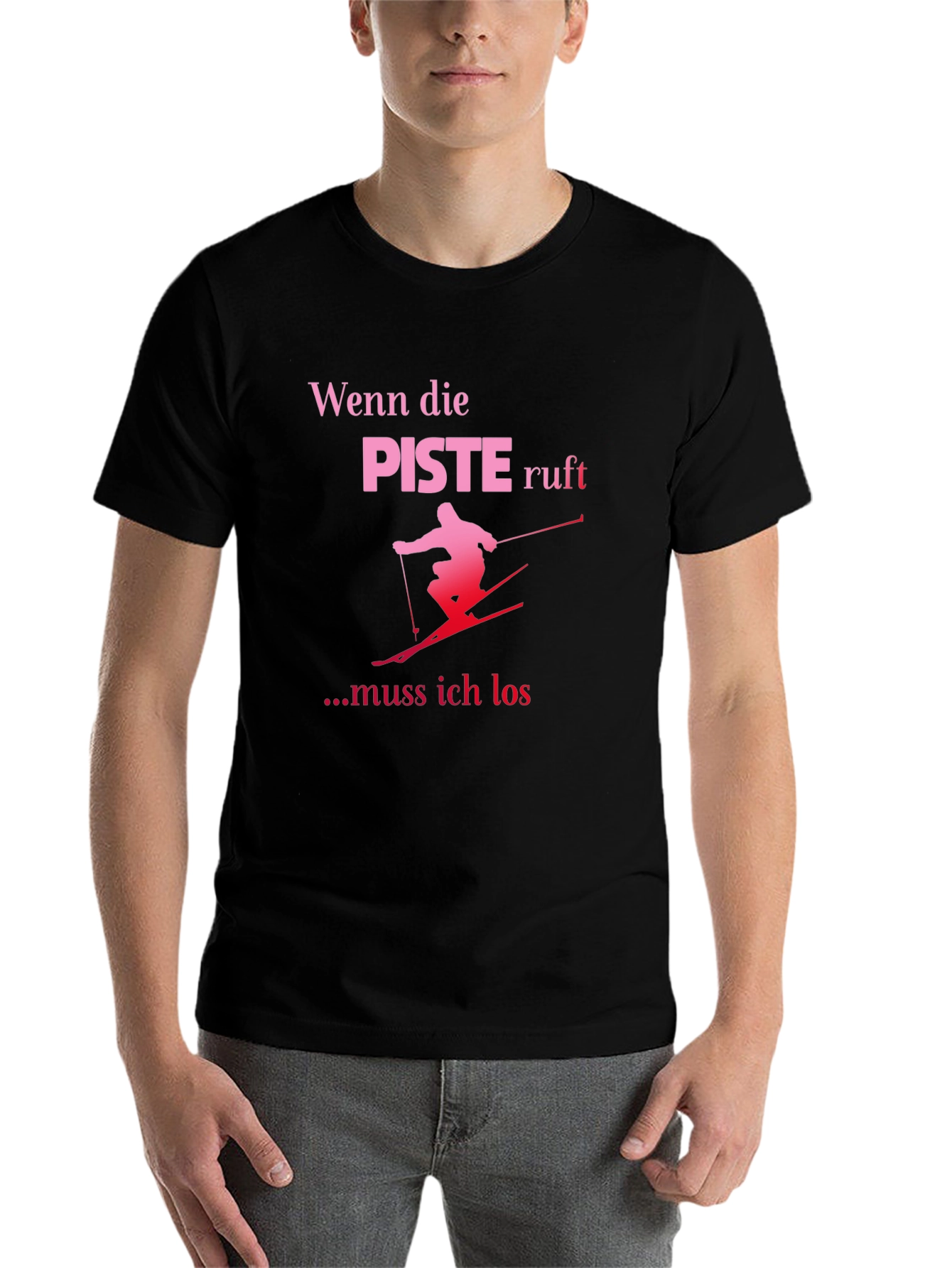 Black Funny Skiing T-Shirt: Wenn die Piste Ruft view 7