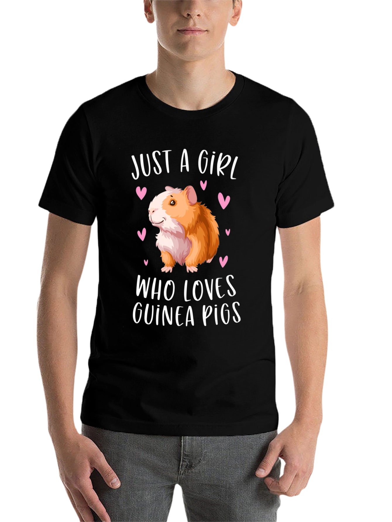 Black Just a Girl Who Loves Guinea Pigs T-Shirt view 7