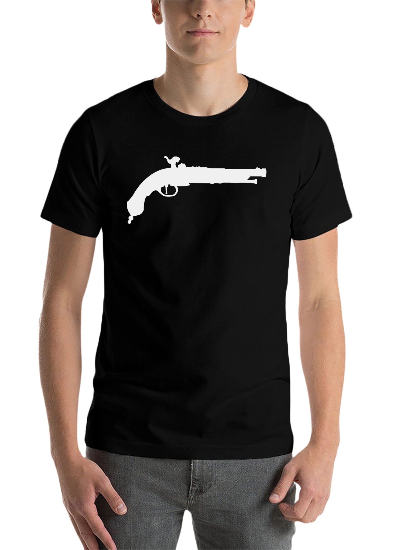 Black Pirate Flintlock Graphic Tee - Black Cotton T-Shirt view 7