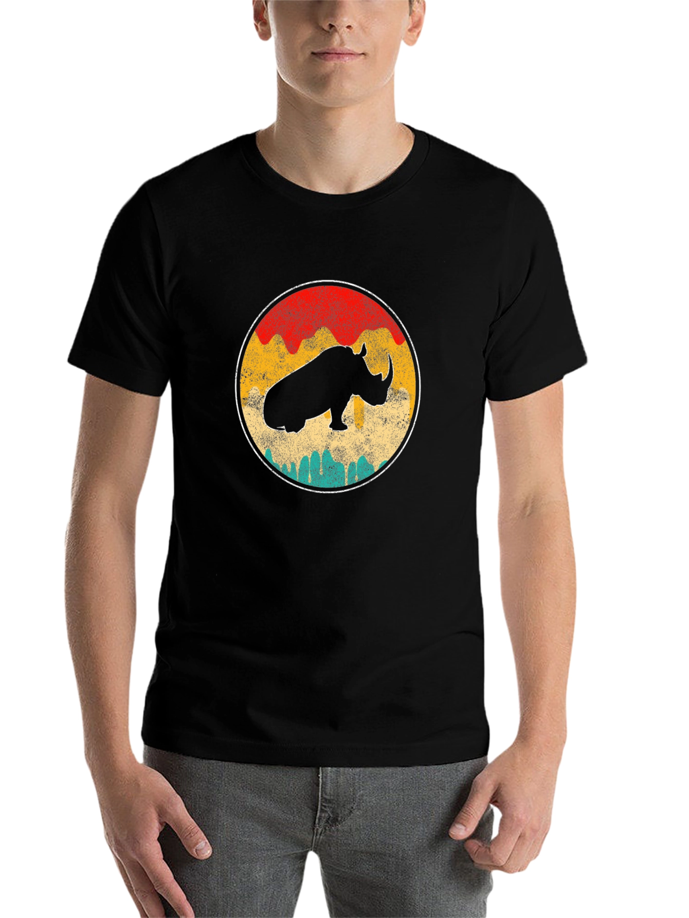 Black Retro Rhino T-Shirt view 7