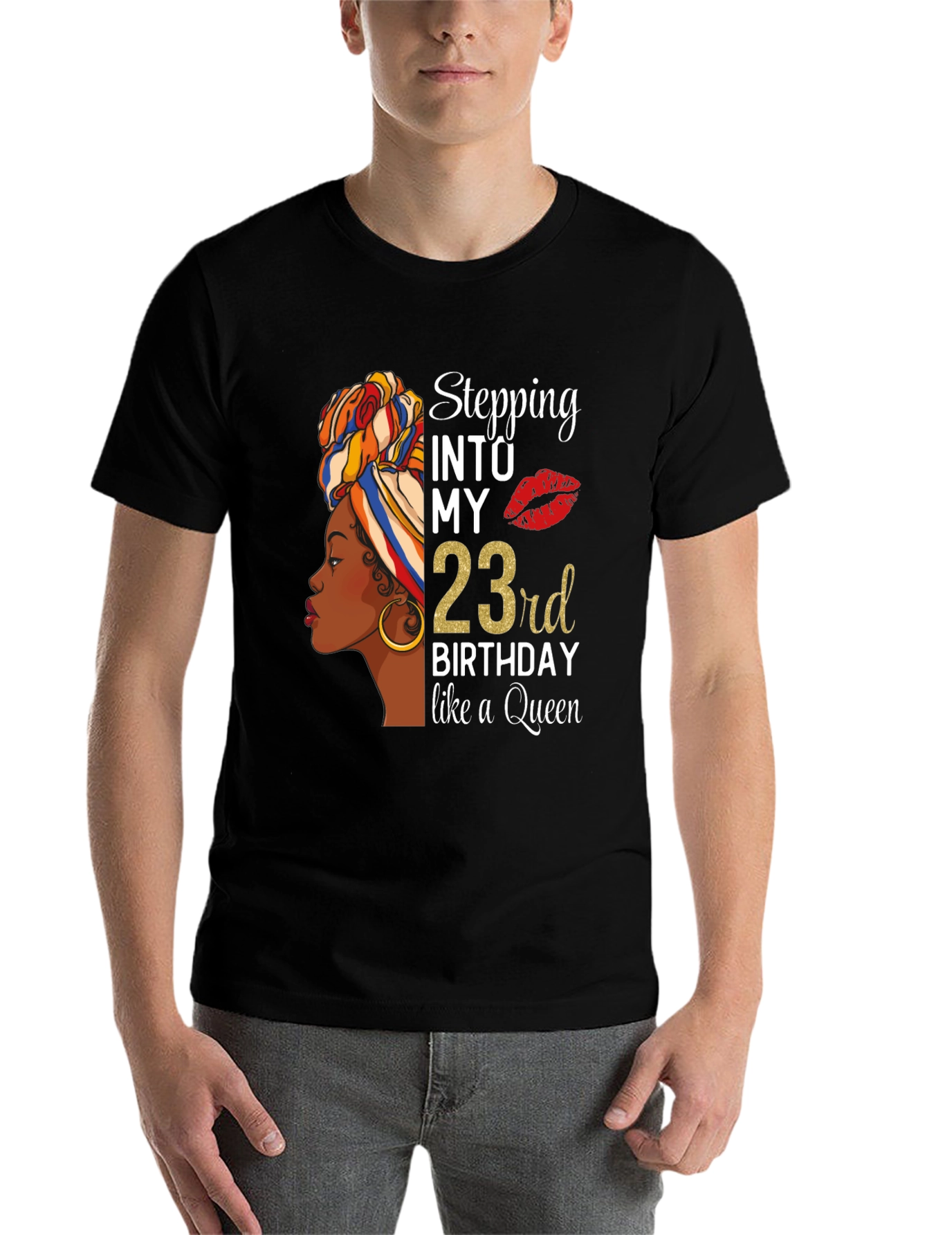 Black 23rd Birthday Queen T-Shirt view 7