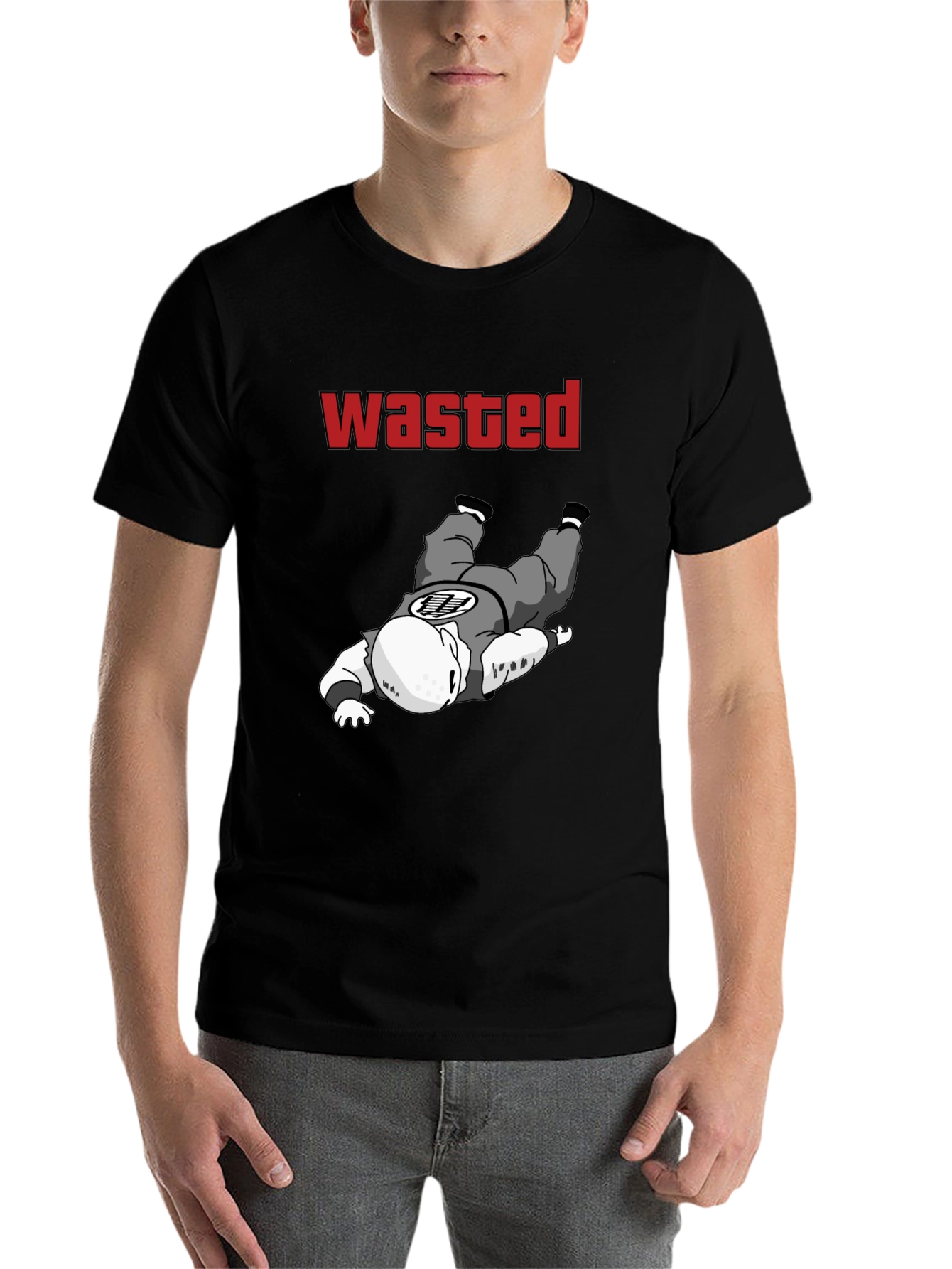 Black Wasted Krillin Funny T-Shirt view 7