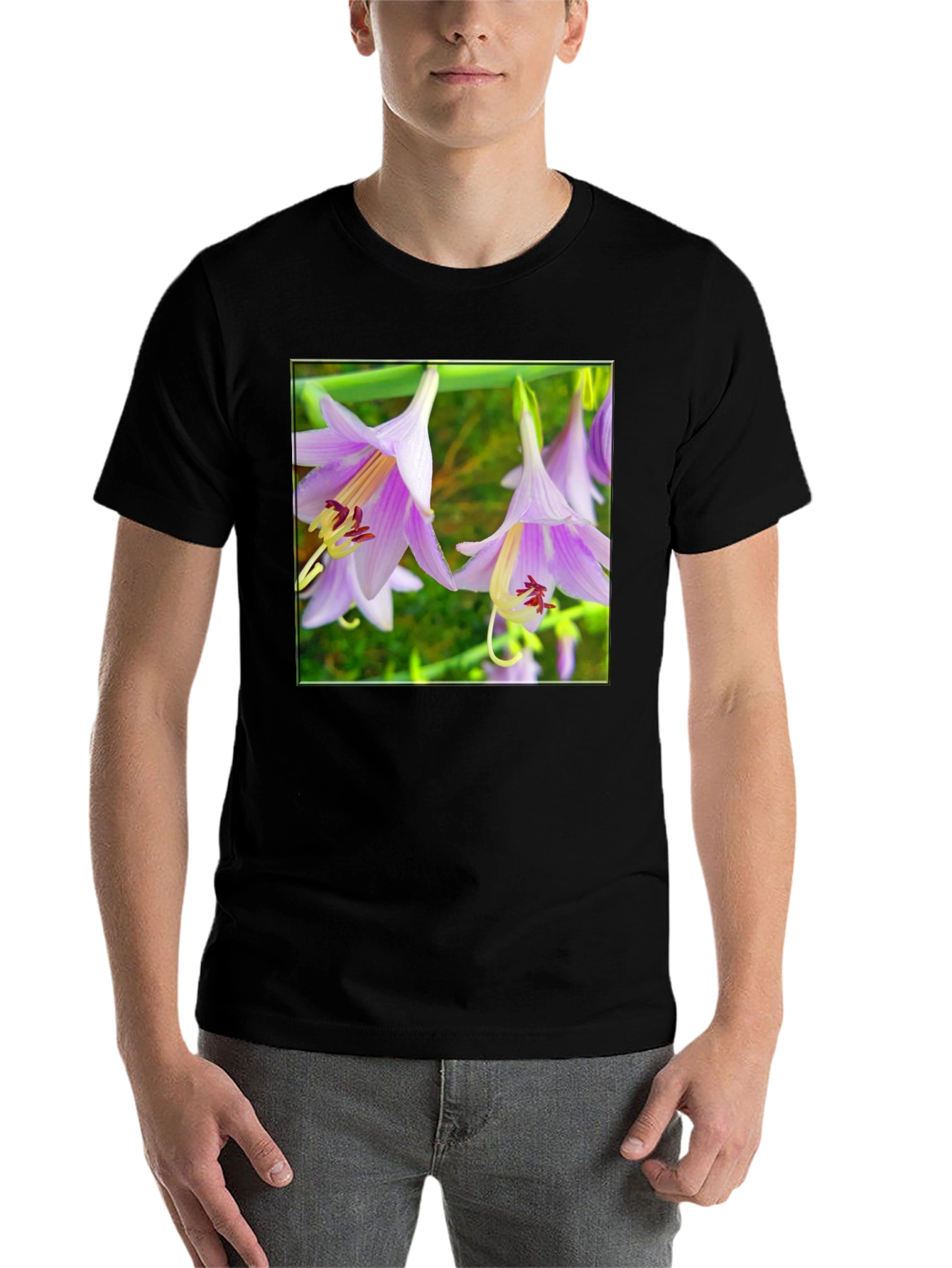 Black Floral T-Shirt with Unique Flower Print view 7
