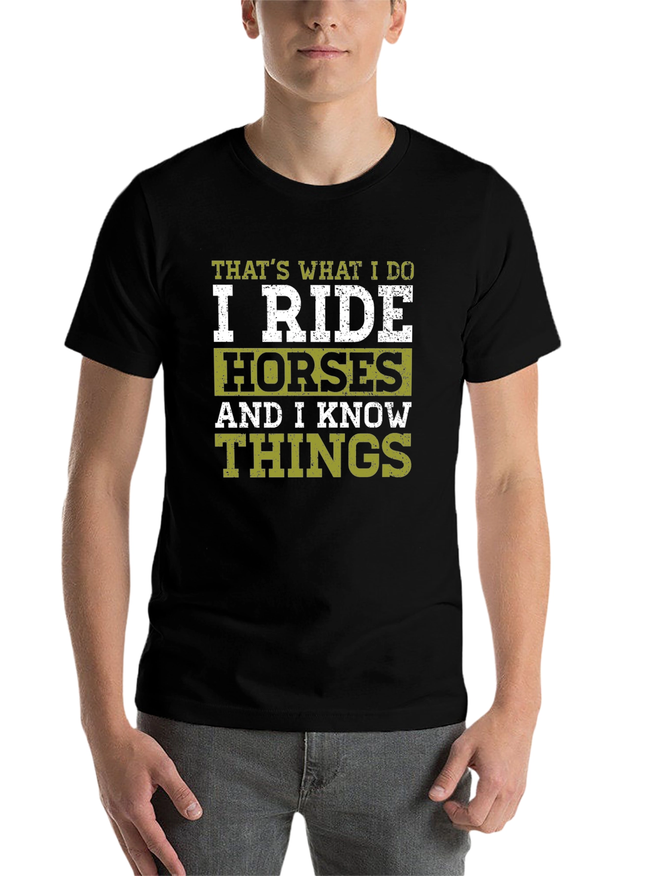 Black I Ride Horses T-Shirt - Funny Horse Lover Tee view 7