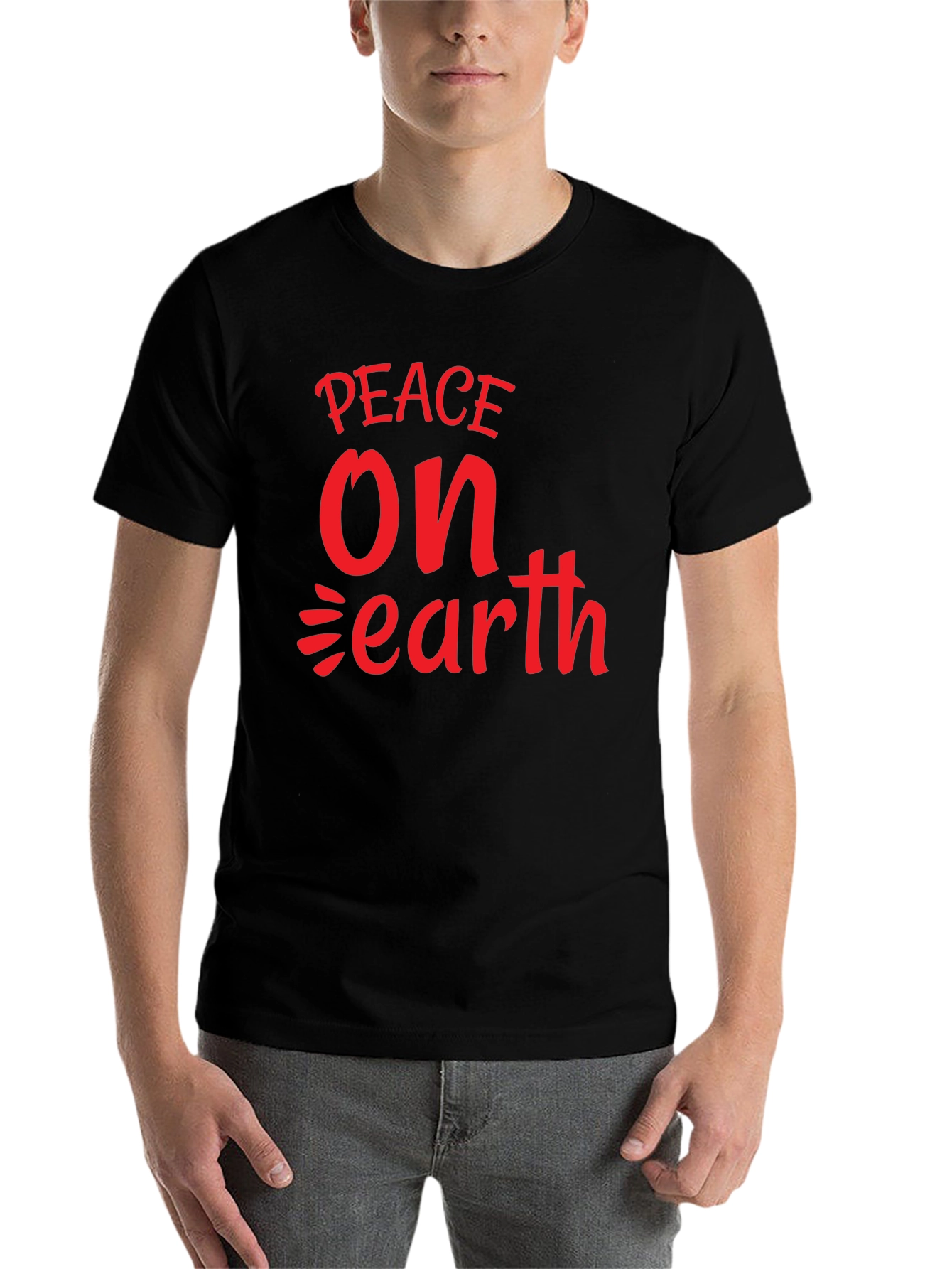 Black Peace On Earth Graphic Tee - Black Cotton view 7
